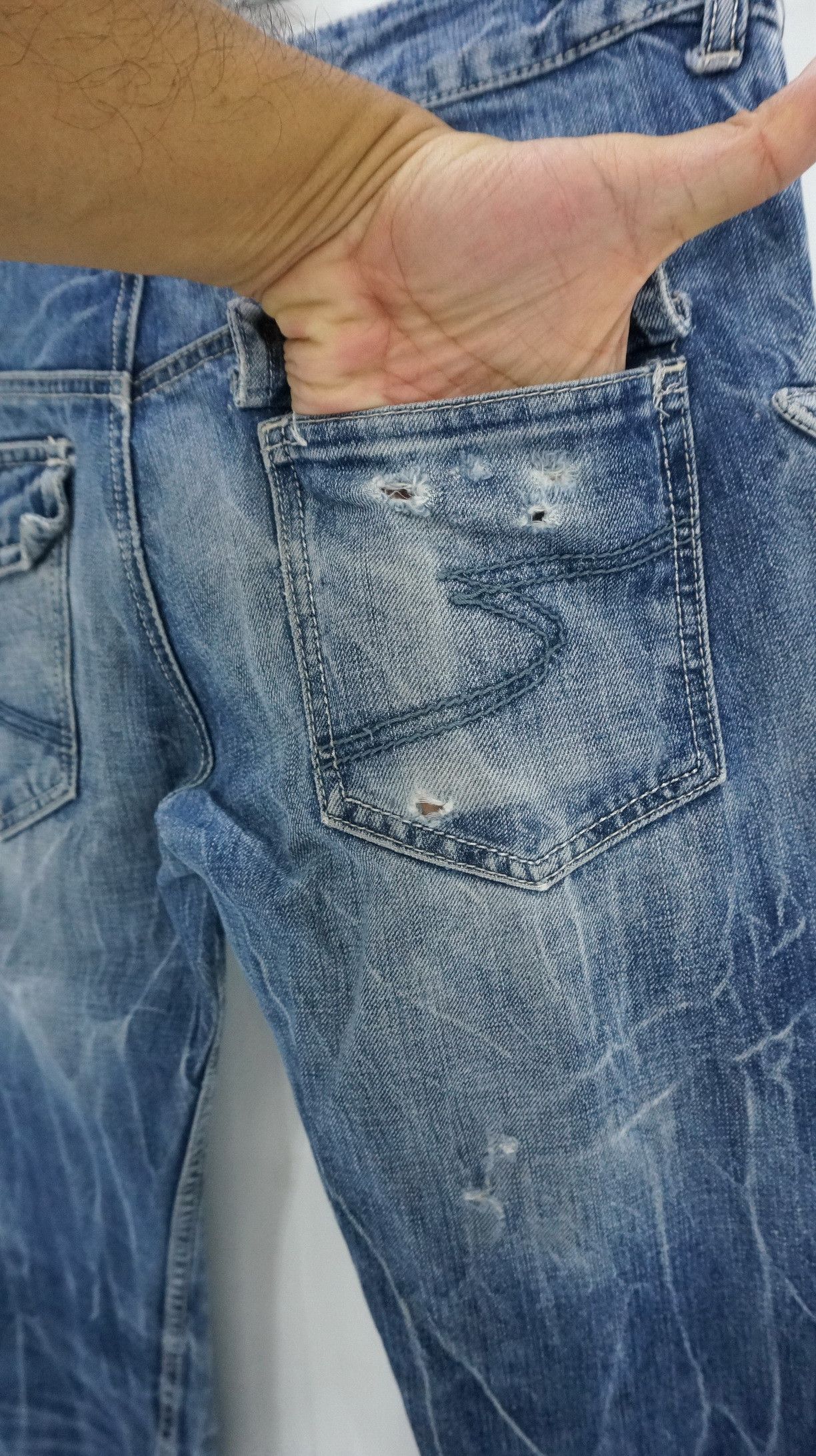 semanticdesign VTG 🔥 SEMANTIC Rivetted Flared Distressed Jeans Size US 30 / EU 46 - 9 Thumbnail