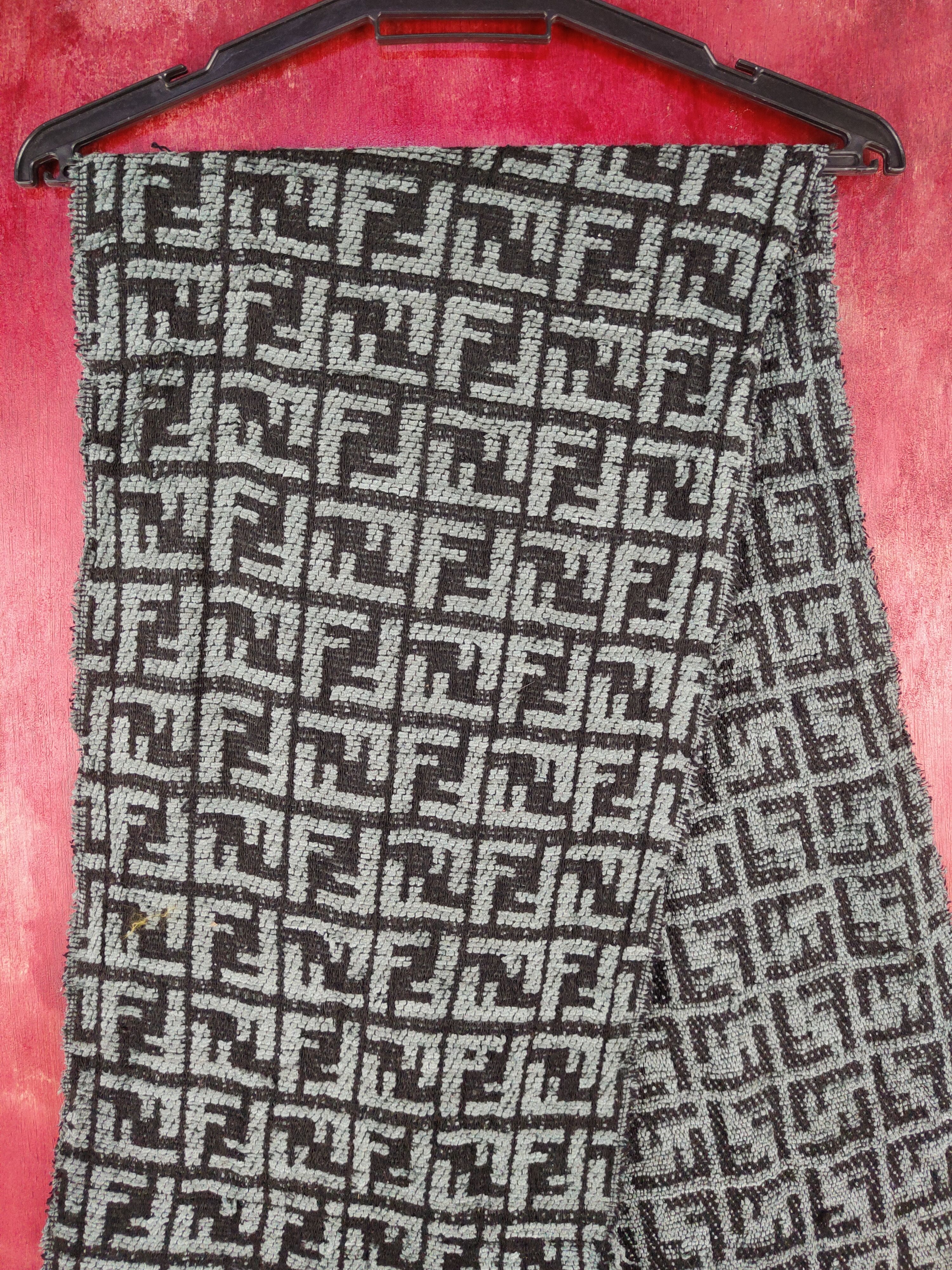 Fendi × Homespun Knitwear Fendi Black Gray Muffler Scarves #S1042 Size ONE SIZE - 6 Thumbnail