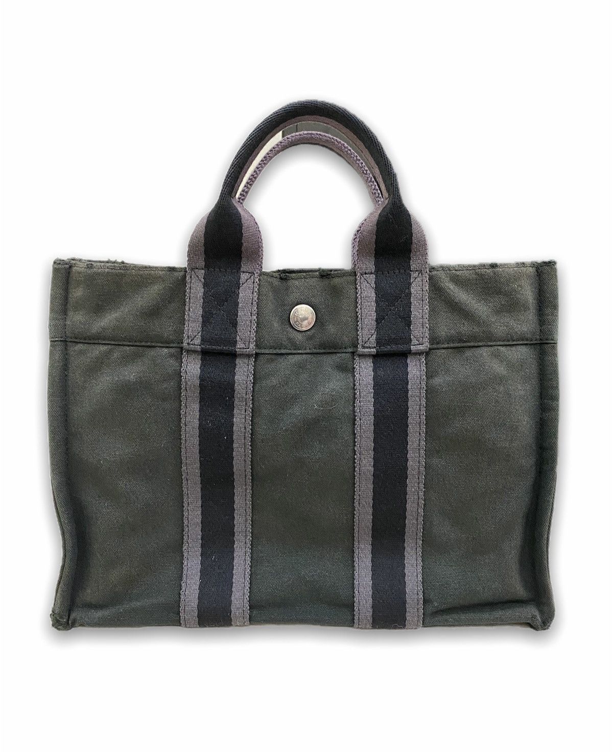 Vintage Hermes Made In France Canvas Small Tote Bag