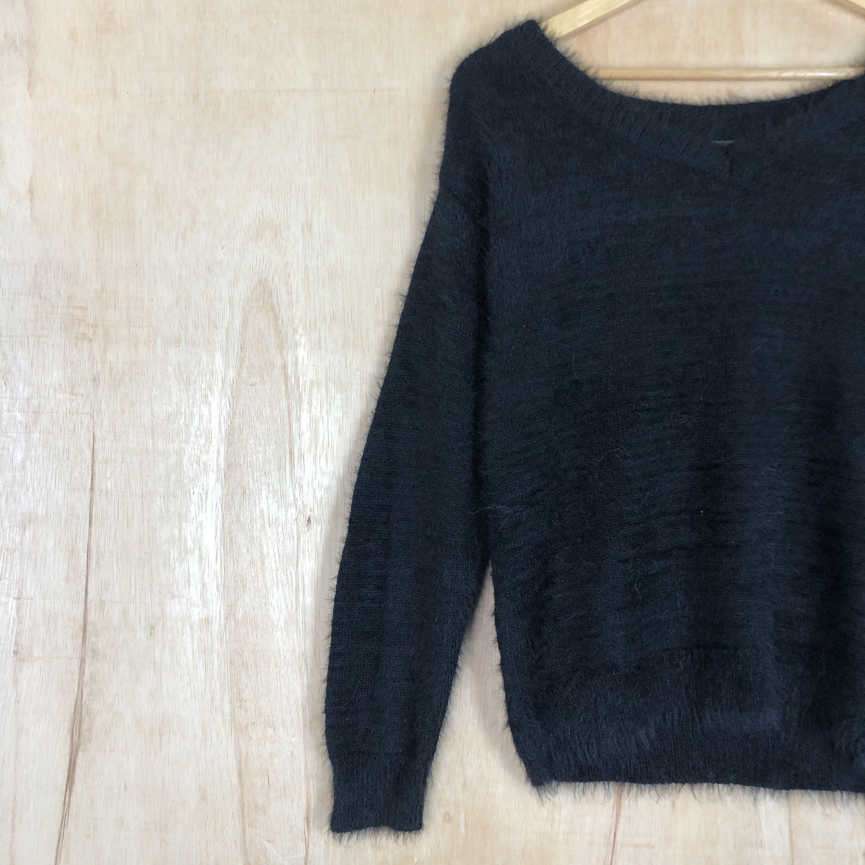 Aran Isles Knitwear × Homespun Knitwear DLL Marble Waltz Mohair fur Black shaggy Knitwear # c023 Size M / US 6-8 / IT 42-44 - 4 Thumbnail
