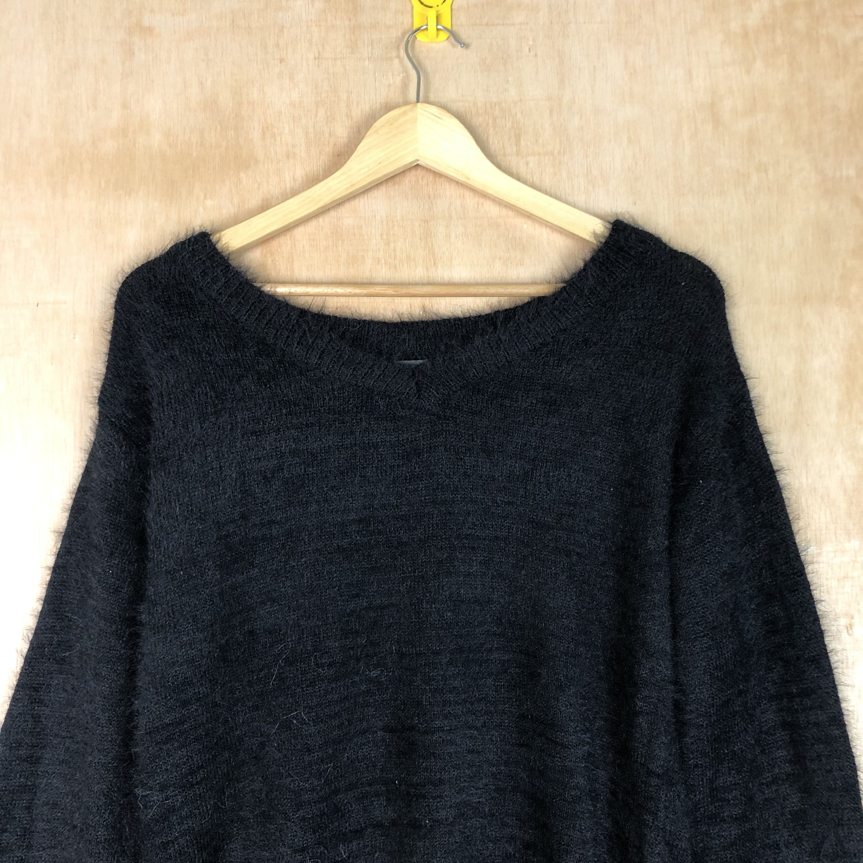 Aran Isles Knitwear × Homespun Knitwear DLL Marble Waltz Mohair fur Black shaggy Knitwear # c023 Size M / US 6-8 / IT 42-44 - 2 Thumbnail