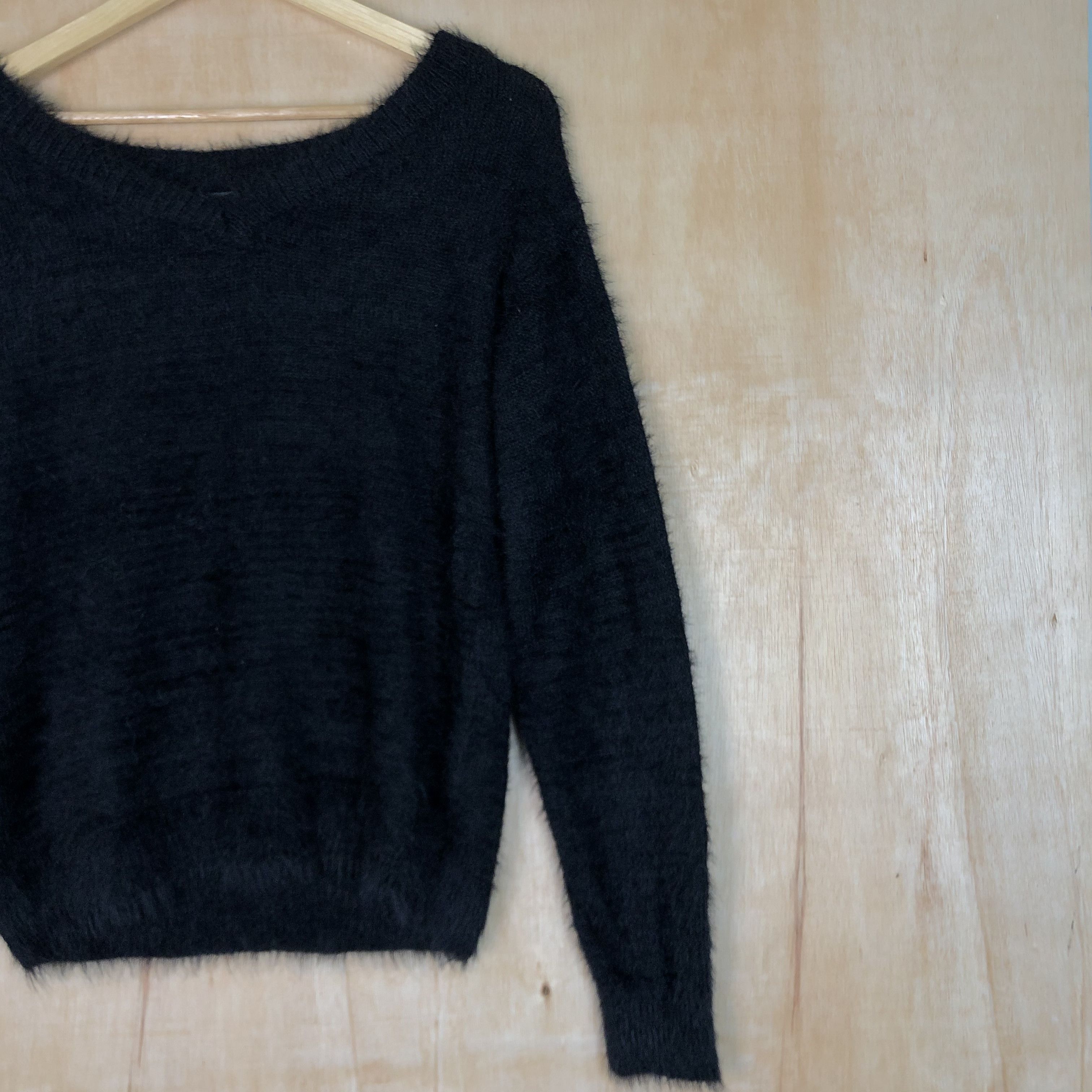 Aran Isles Knitwear × Homespun Knitwear DLL Marble Waltz Mohair fur Black shaggy Knitwear # c023 Size M / US 6-8 / IT 42-44 - 3 Thumbnail