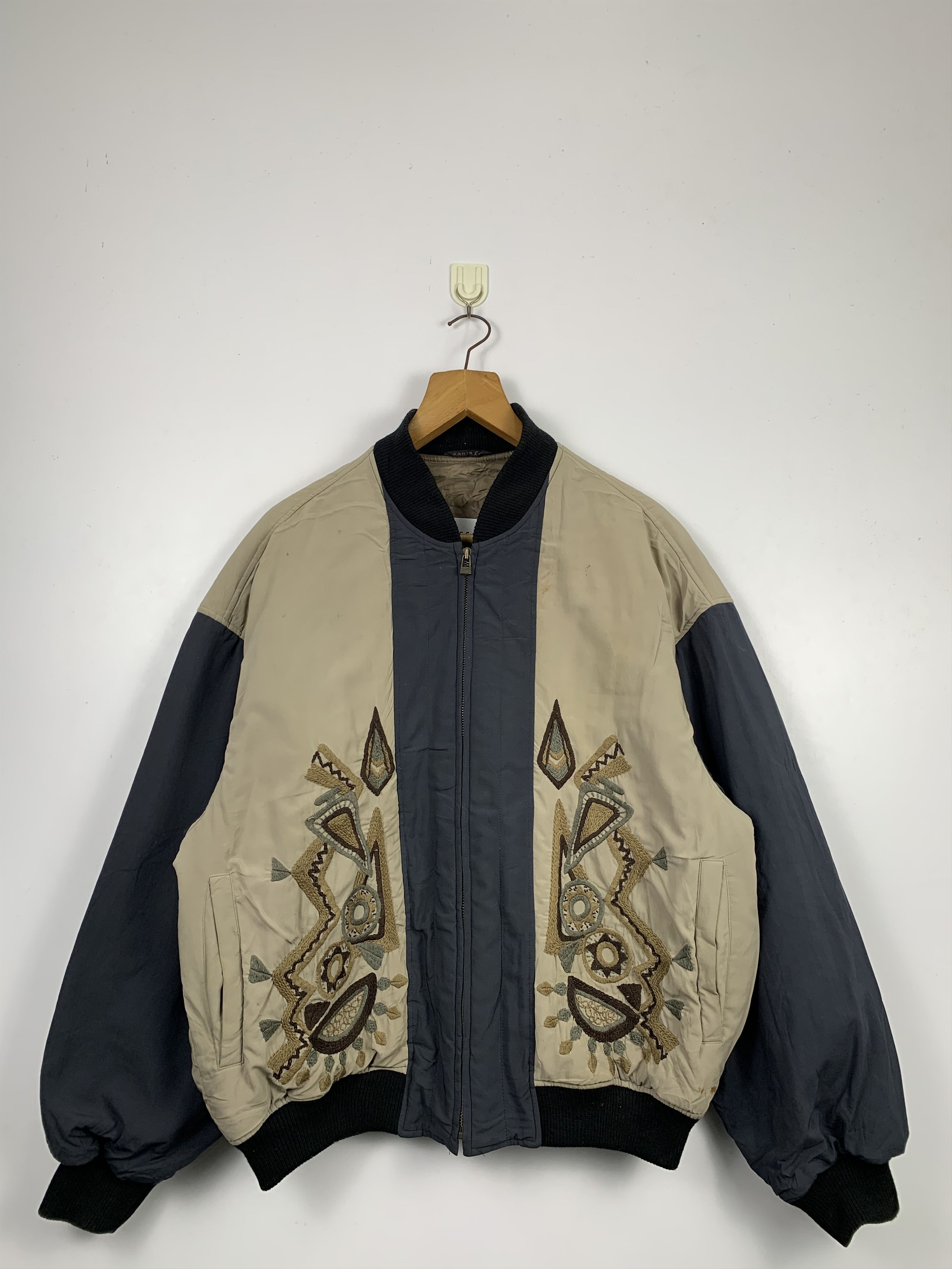 image of Vintage Santafe Native Navajo Pattern Bombers Jacket in Brown, Men's (Size Medium)