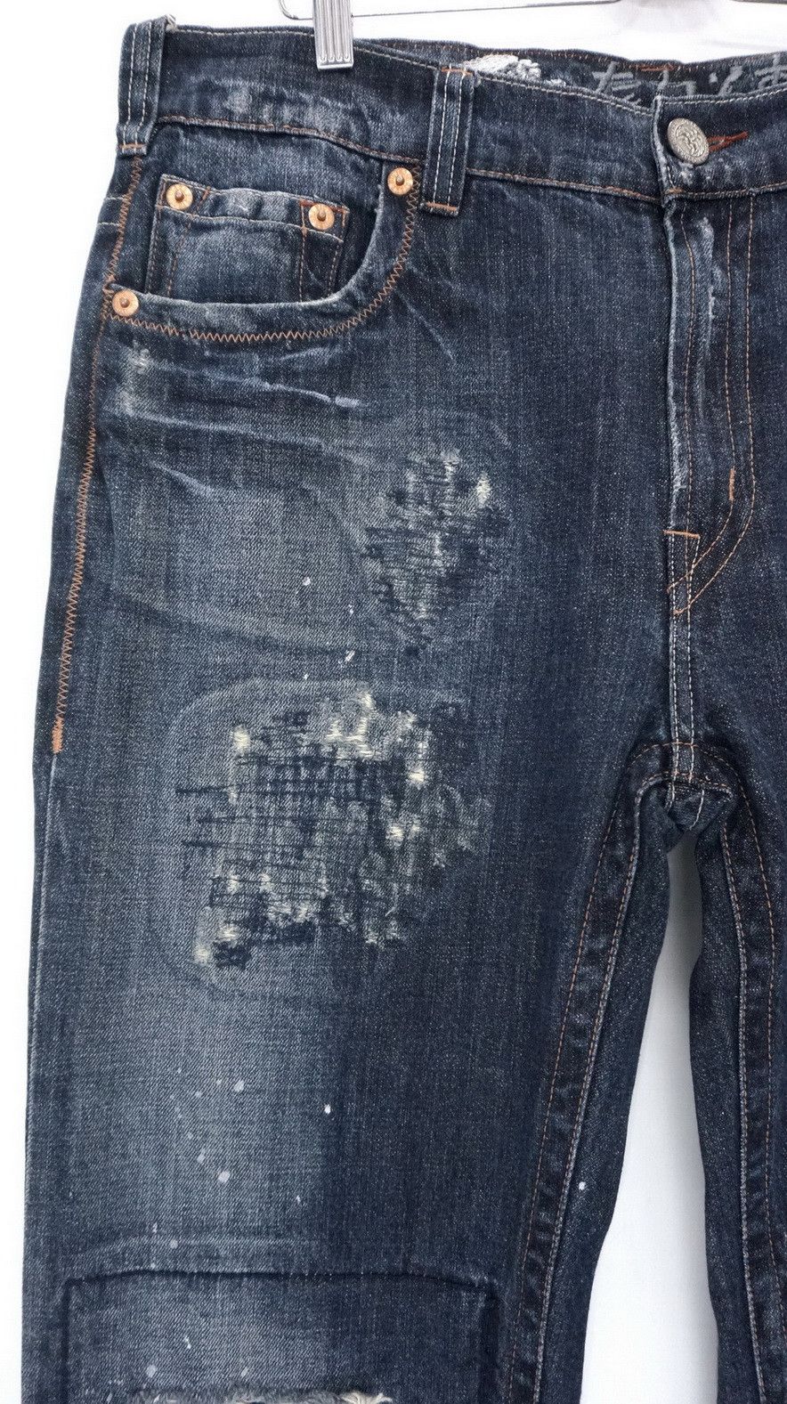 Japanese Brand 🇯🇵 OSAKA BIG TRAIN Distressed Painter Jeans Size US 36 / EU 52 - 3 Thumbnail
