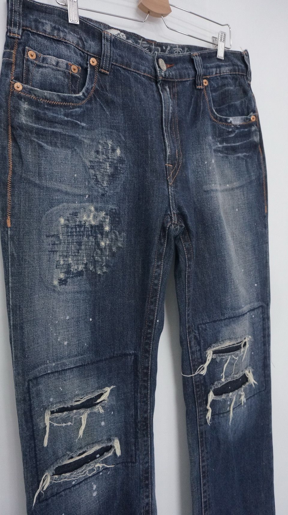 Japanese Brand 🇯🇵 OSAKA BIG TRAIN Distressed Painter Jeans Size US 36 / EU 52 - 8 Thumbnail