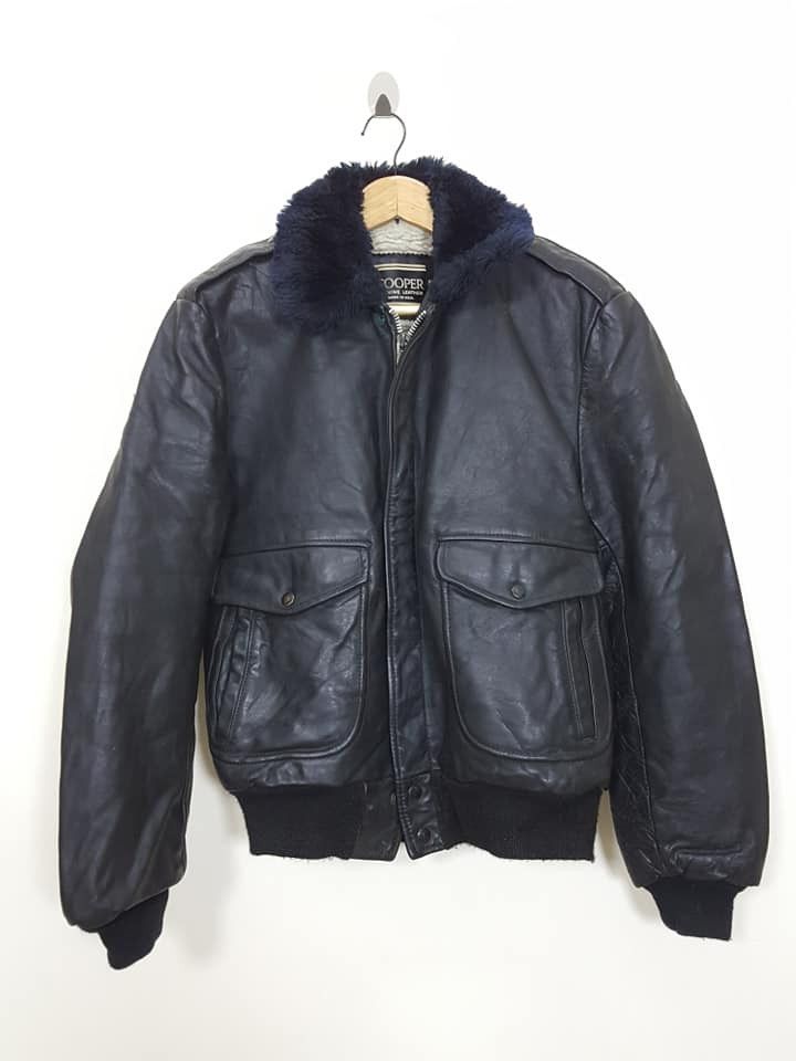 Cooper × Vintage Vintage Cooper Leather Bomber Leathercraft Jacket 42L Size US L / EU 52-54 / 3 - 12 Thumbnail