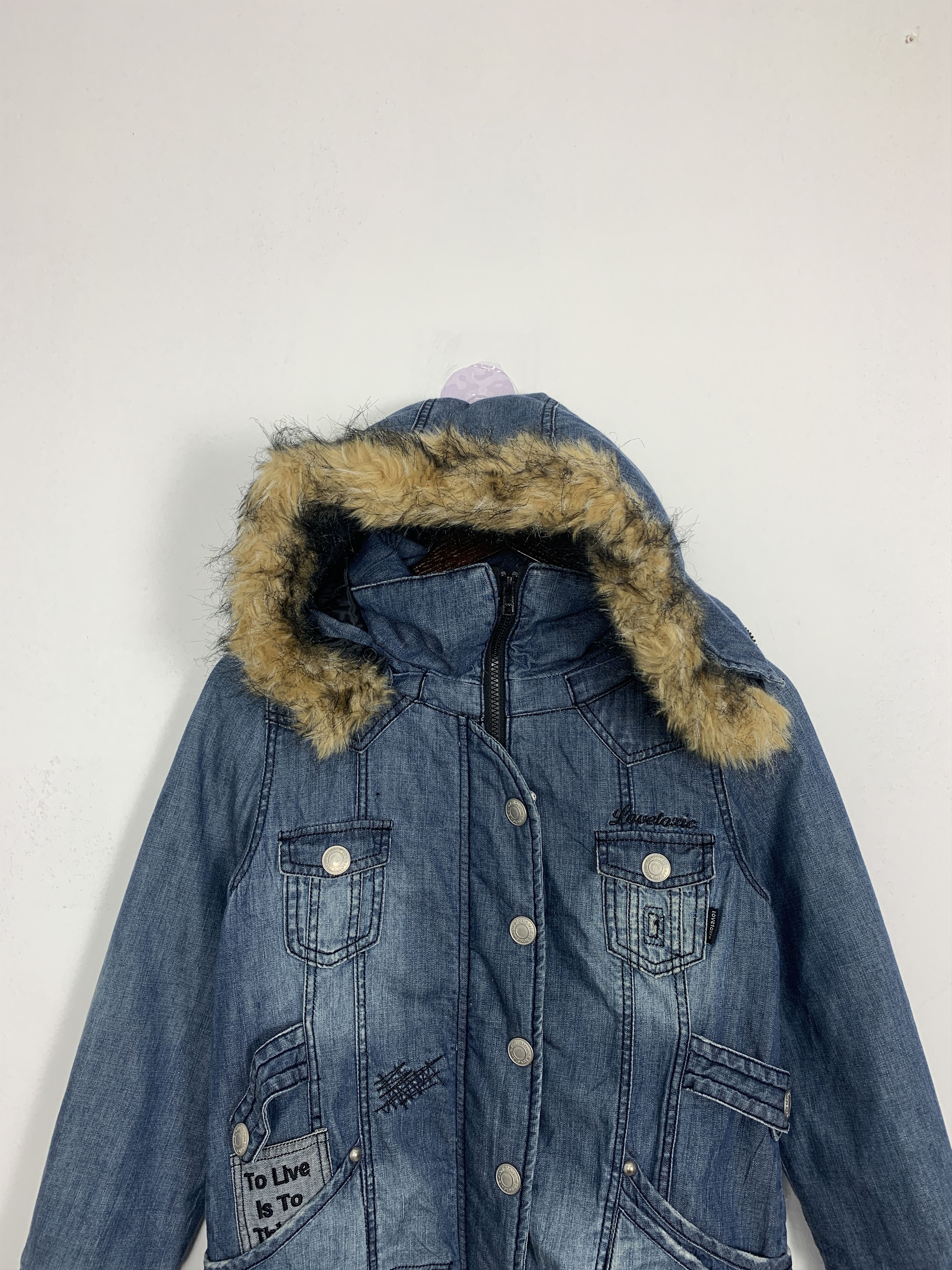 Vintage Vintage Lovetoxic Fur Hoodie Quilted Lining Denim J0901 Size US S / EU 44-46 / 1 - 2 Thumbnail