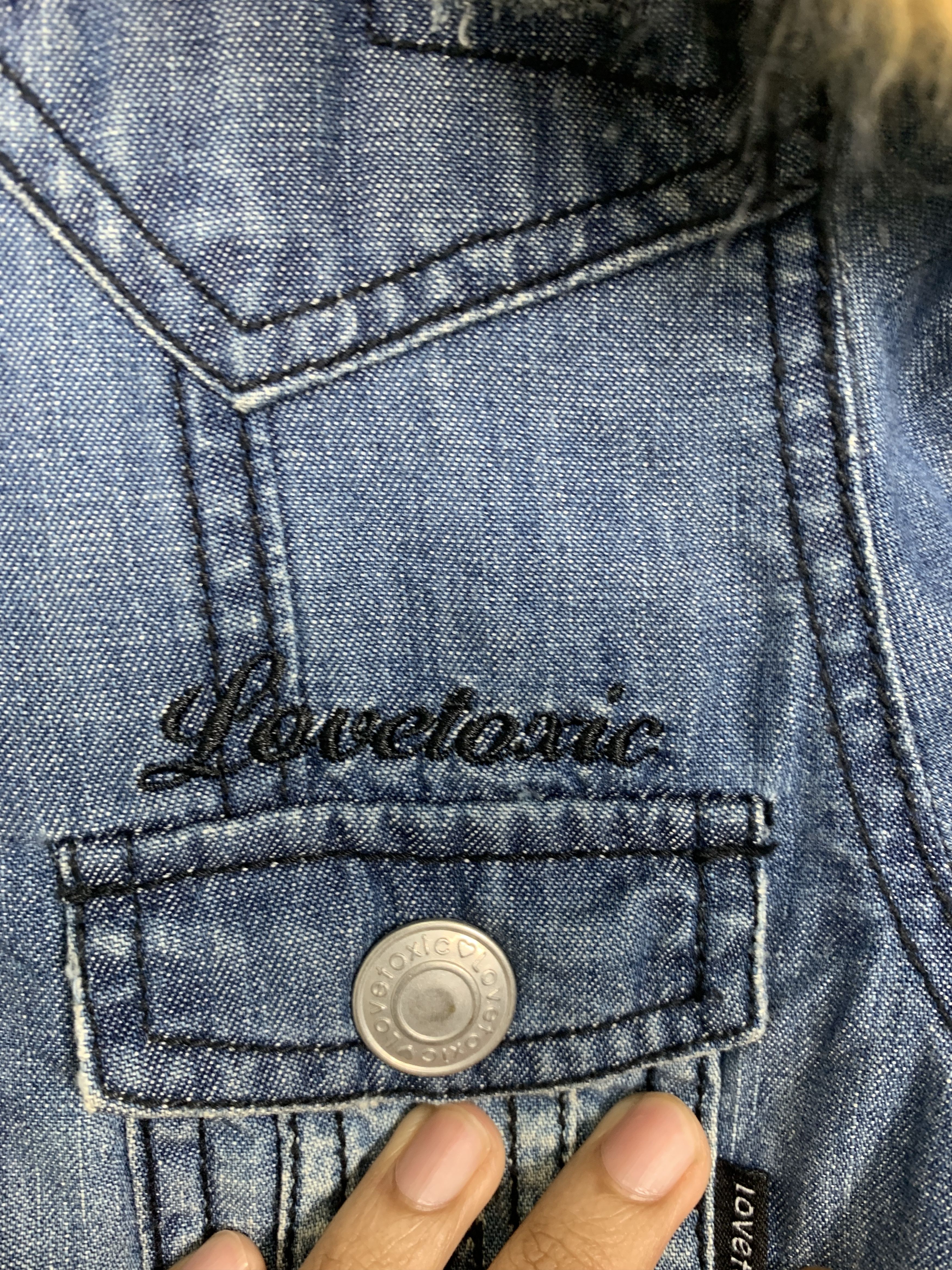 Vintage Vintage Lovetoxic Fur Hoodie Quilted Lining Denim J0901 Size US S / EU 44-46 / 1 - 7 Thumbnail
