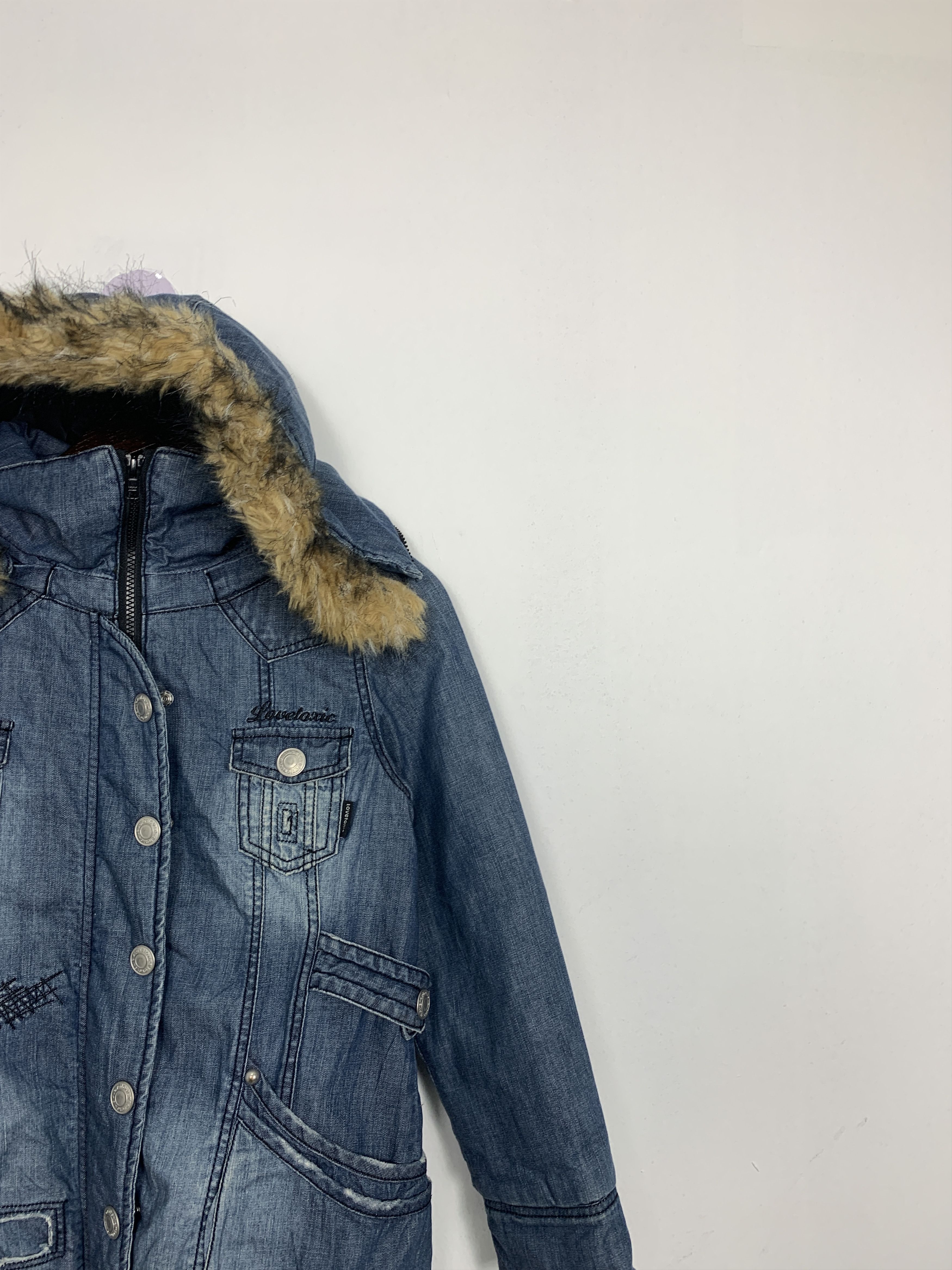 Vintage Vintage Lovetoxic Fur Hoodie Quilted Lining Denim J0901 Size US S / EU 44-46 / 1 - 3 Thumbnail
