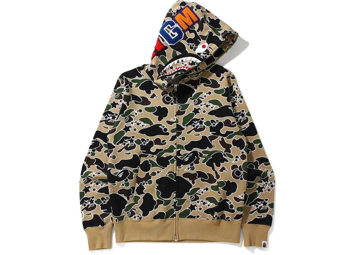 Bape A Bathing Ape Bape Sta Camo Full Zip Shark Hoodie 3XL YELLOW