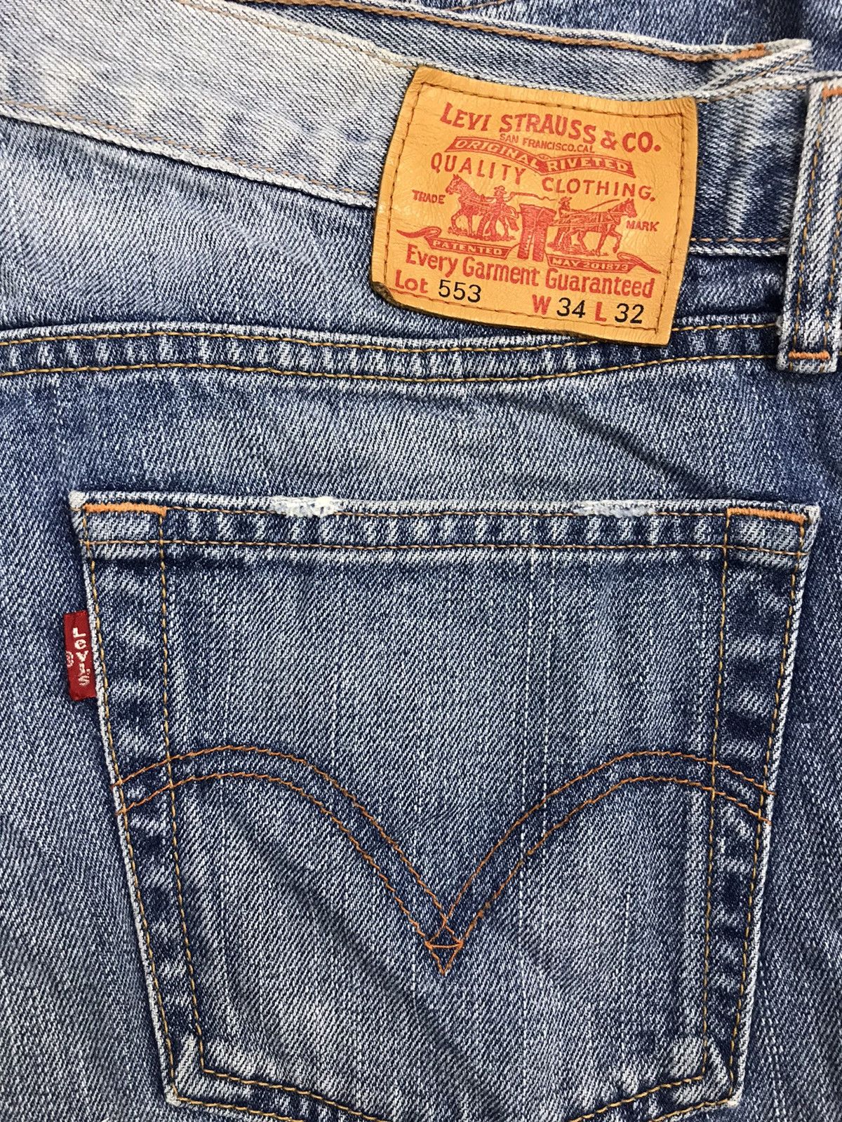 Levi's Vintage Levi Strauss & Co Lot 553 Distressed Denim Jeans Size US 33 - 3 Thumbnail