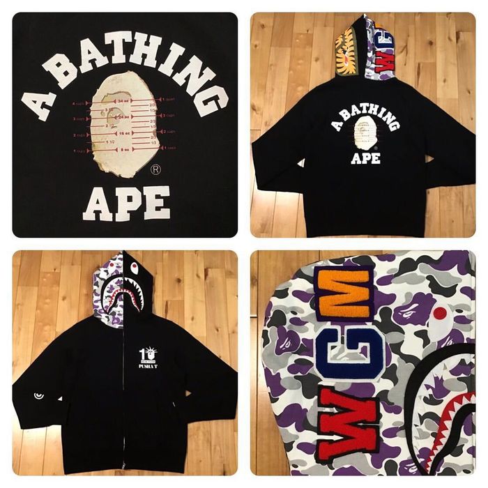 Bape BAPE × PUSHA T shark full zip hoodie NYC camo a bathing ape