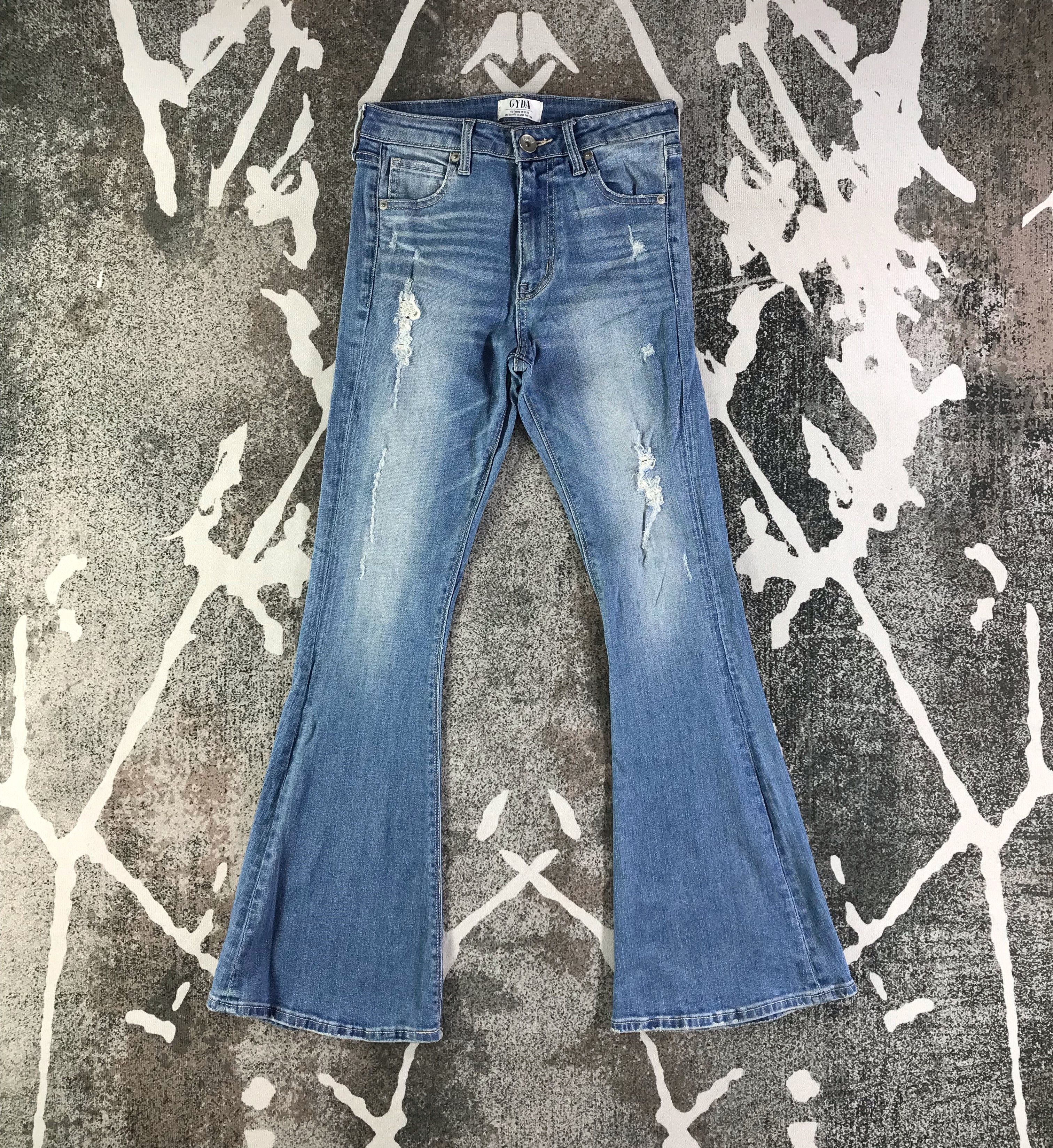 image of Vintage Distressed Gyda Jeans Flare Denim in Blue, Men's (Size 26)