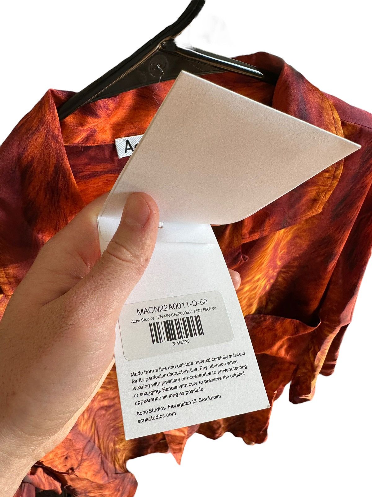 Acne Studios Sz50 Viscose Red Fur Print Shirt Size US L / EU 52-54 / 3 - 8 Thumbnail