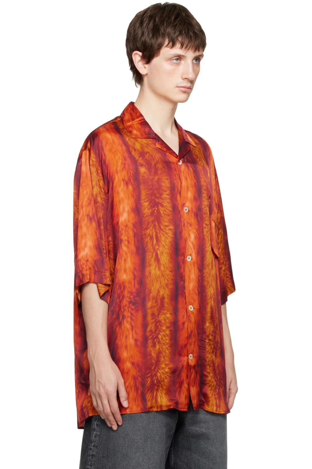 Acne Studios Sz50 Viscose Red Fur Print Shirt Size US L / EU 52-54 / 3 - 3 Thumbnail