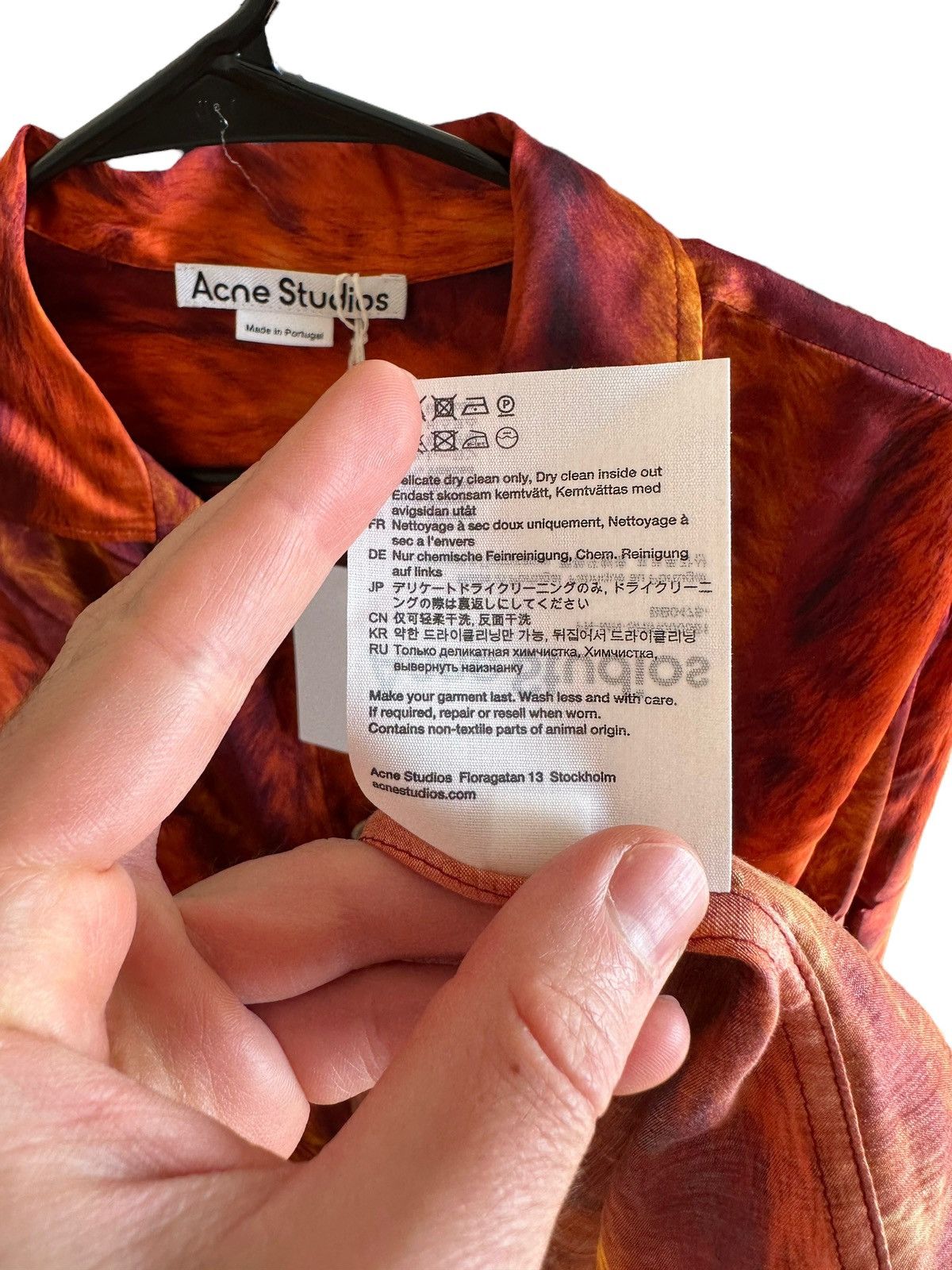Acne Studios Sz50 Viscose Red Fur Print Shirt Size US L / EU 52-54 / 3 - 10 Thumbnail