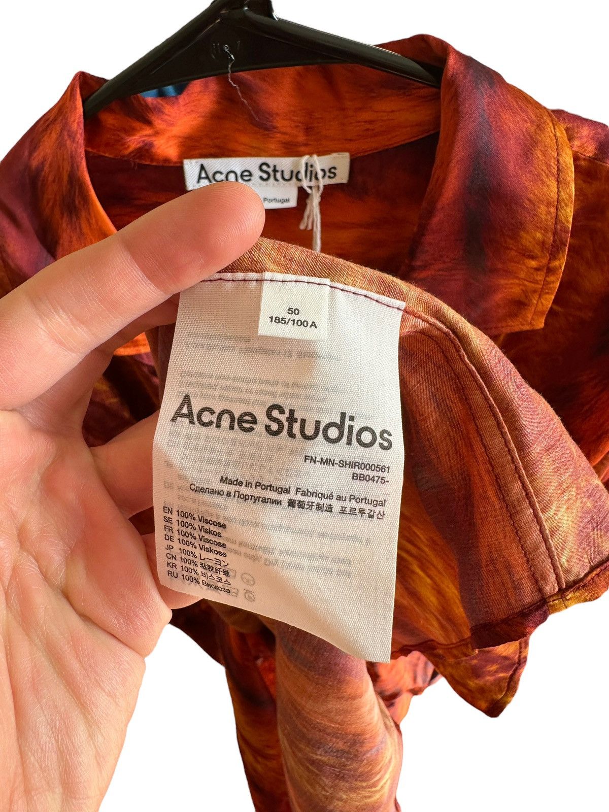 Acne Studios Sz50 Viscose Red Fur Print Shirt Size US L / EU 52-54 / 3 - 9 Thumbnail