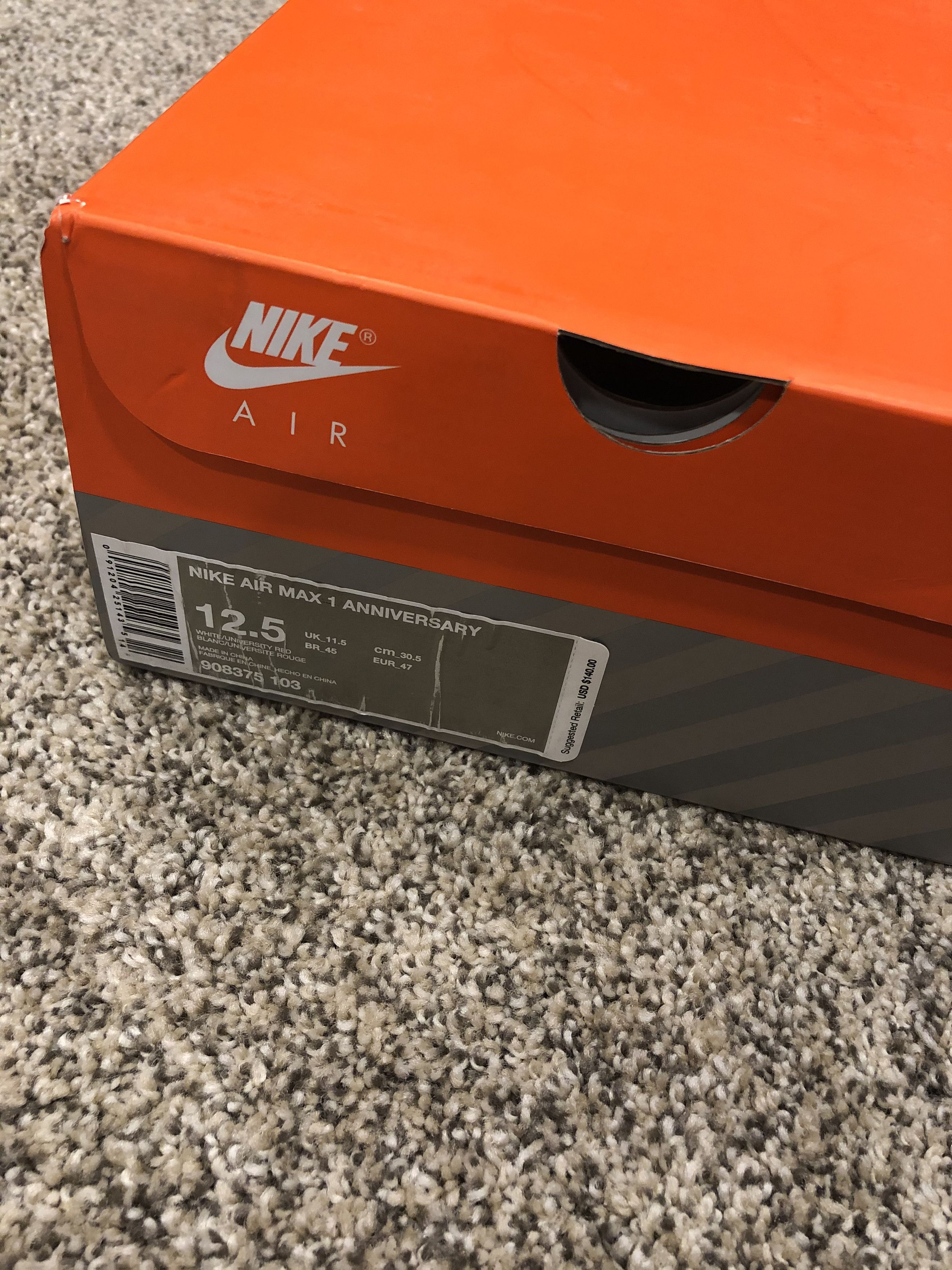 Nike Nike airmax 1 anniversary red 2017 Size US 12.5 / EU 45-46 - 7 Thumbnail