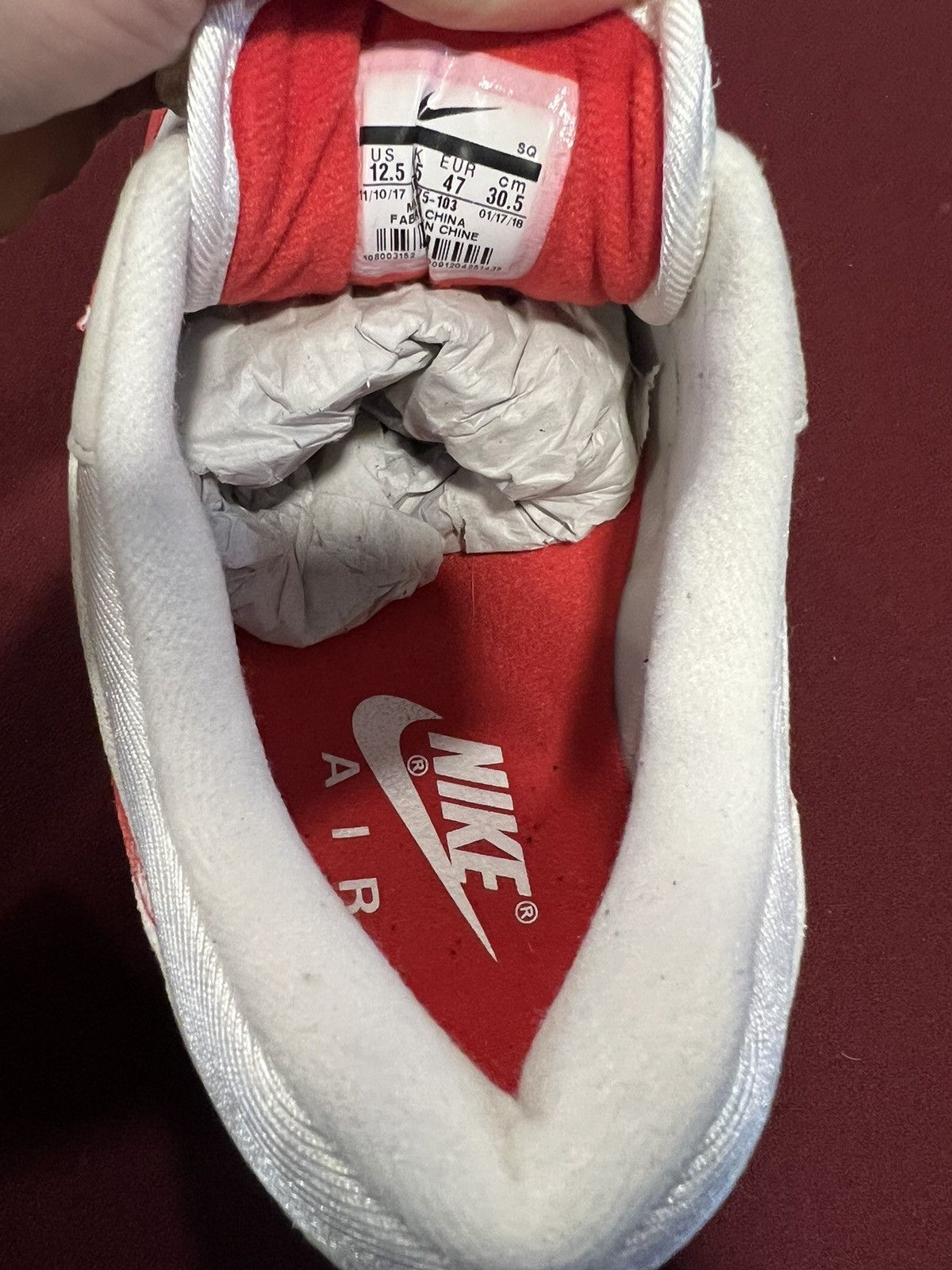 Nike Nike airmax 1 anniversary red 2017 Size US 12.5 / EU 45-46 - 10 Thumbnail