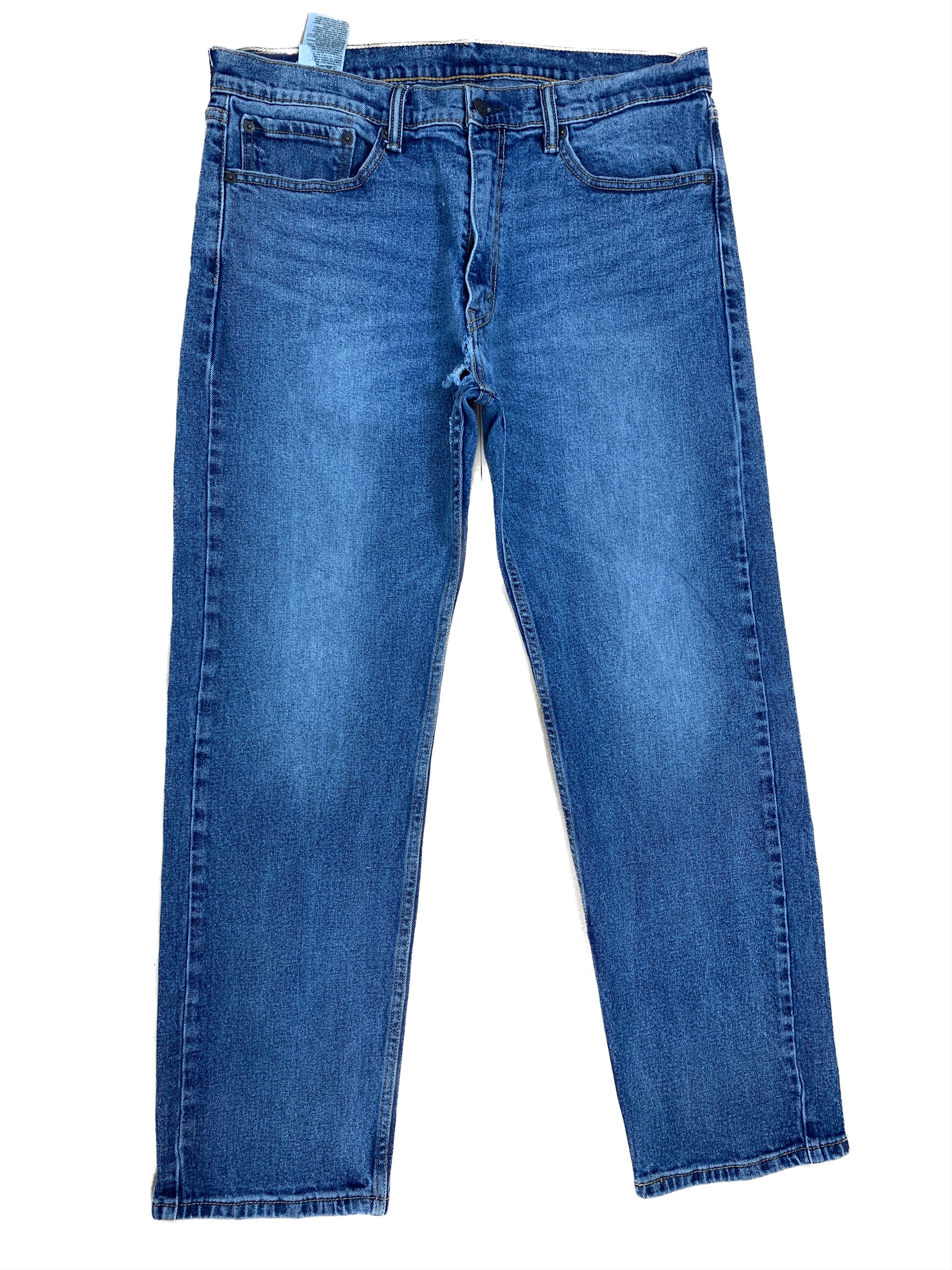 image of Levis x Vintage Levi's 505 Faded Mid Wash Straight Cut Jeans in Blue Denim, Men's (Size 35)