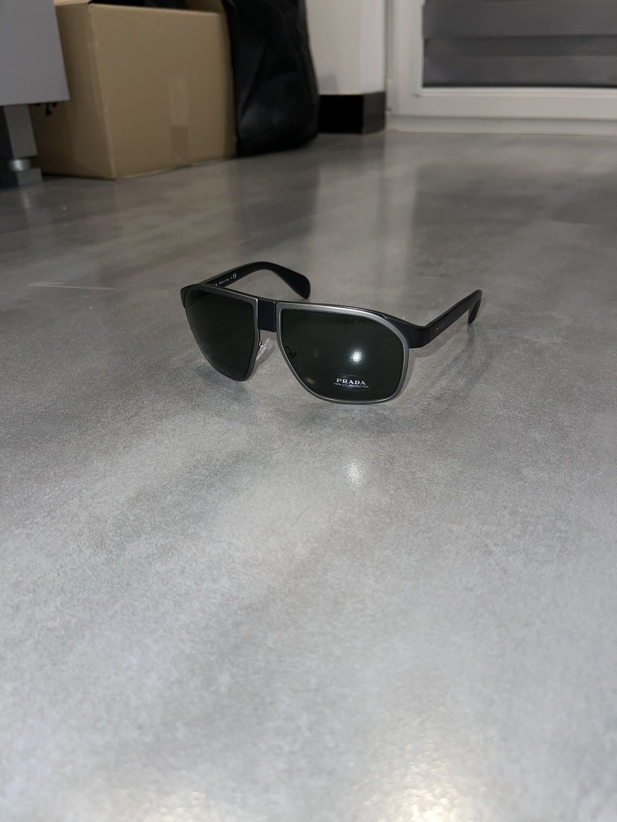 image of Prada Spr21P 1Bo-3O1 Black Aviator Sunglasses, Men's