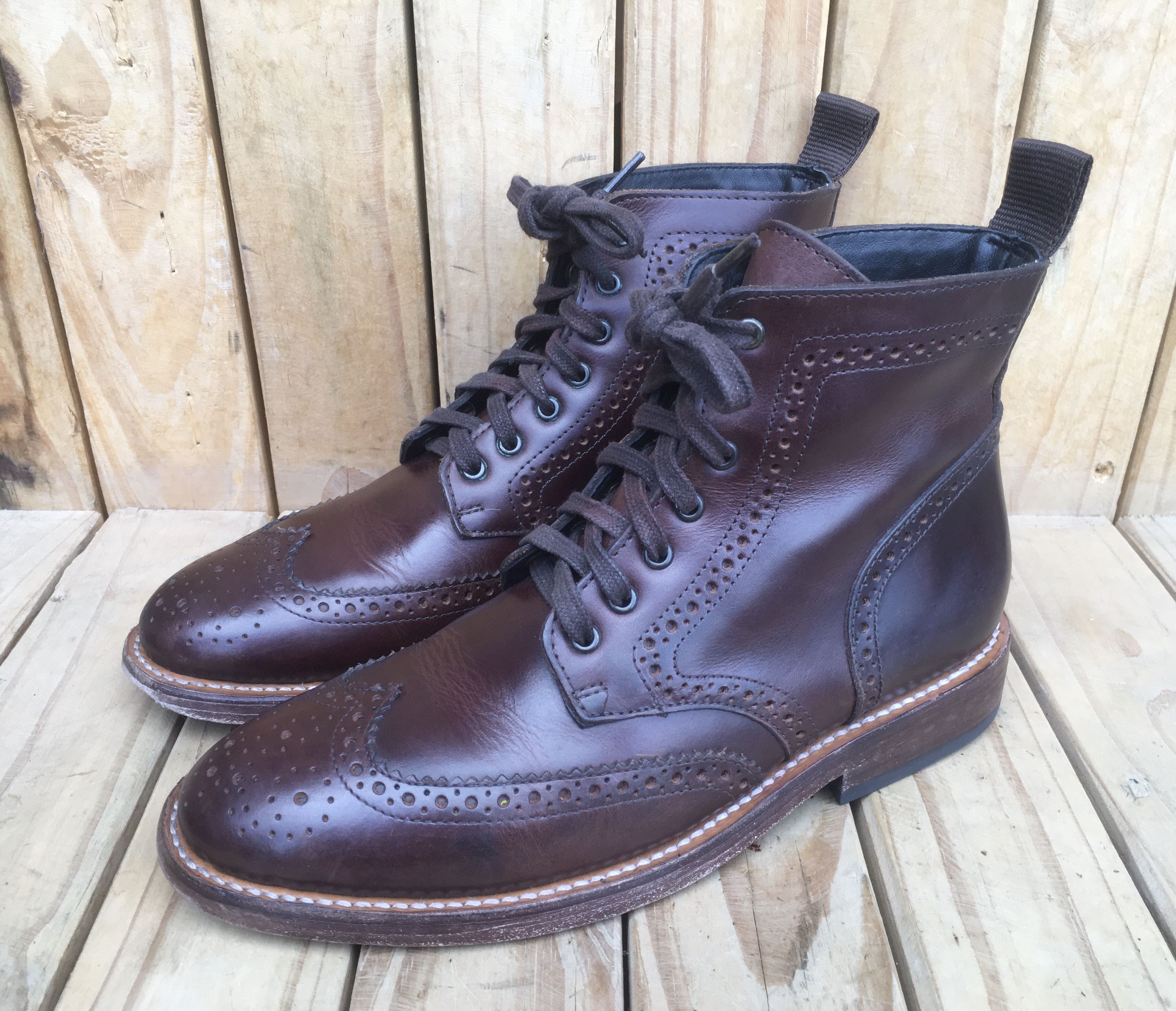 Thursday Boots Co. Mens Brougue Wingtip brown leather Boots