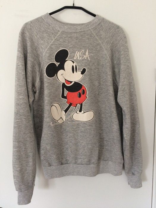 image of Disney x Mickey Mouse 80's Sweat Shirt - Not Parka Lather Jacket Coat in Cow, Men's (Size Large)