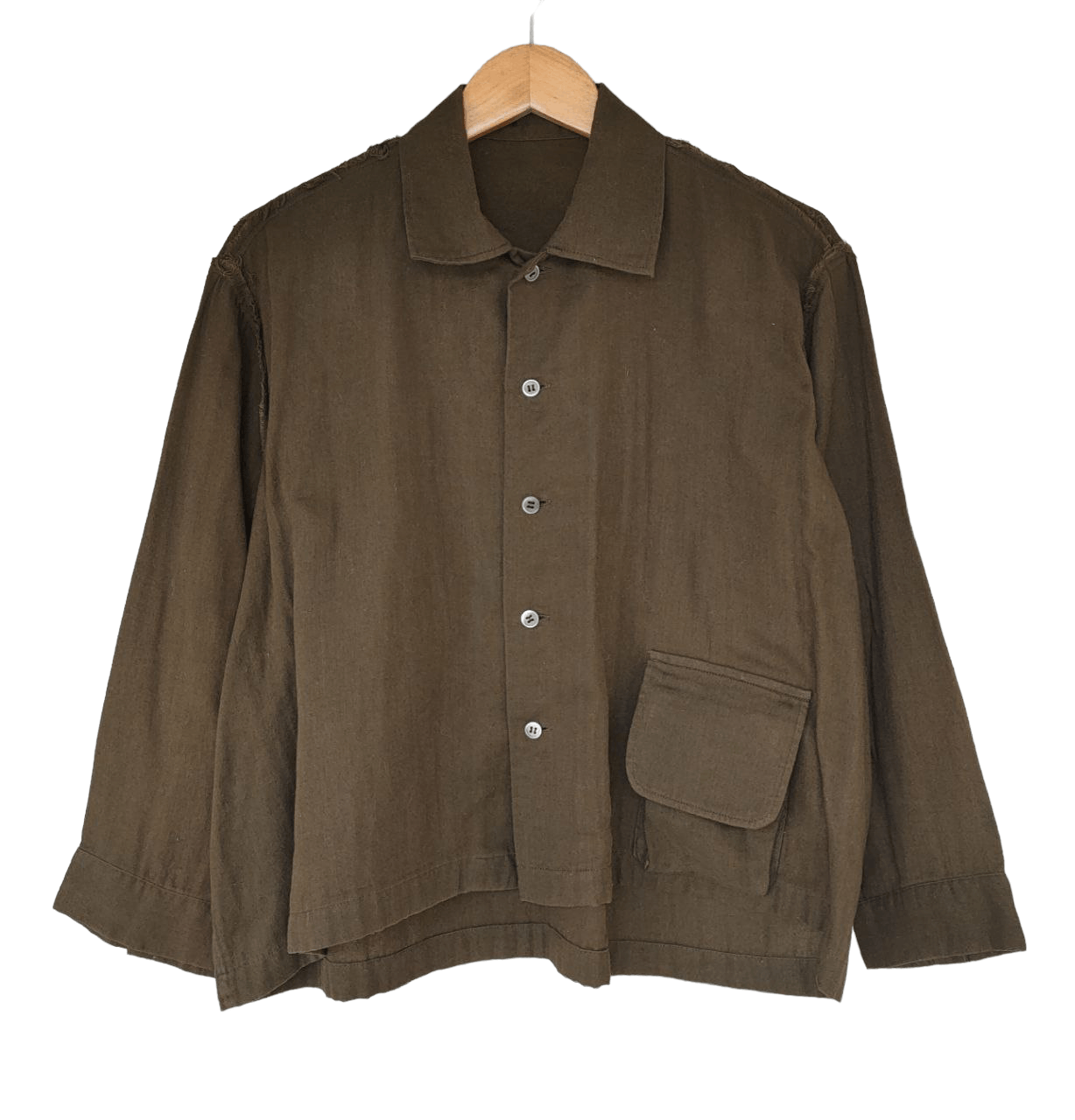 image of Yohji Yamamoto x YS Yamamoto Ys Crop Shirt in Brown, Women's (Size Small)