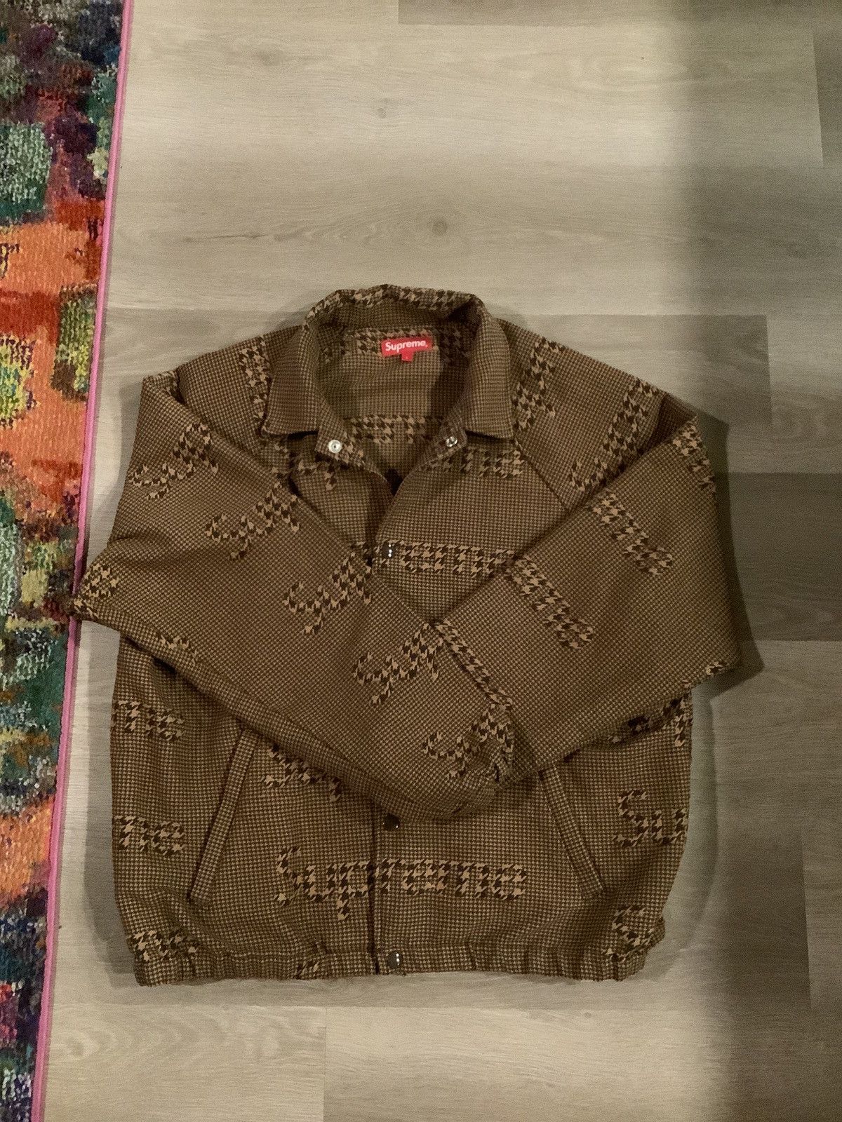 Supreme Men's Supreme Logo Houndstooth Logo Jacket Size L | Grailed