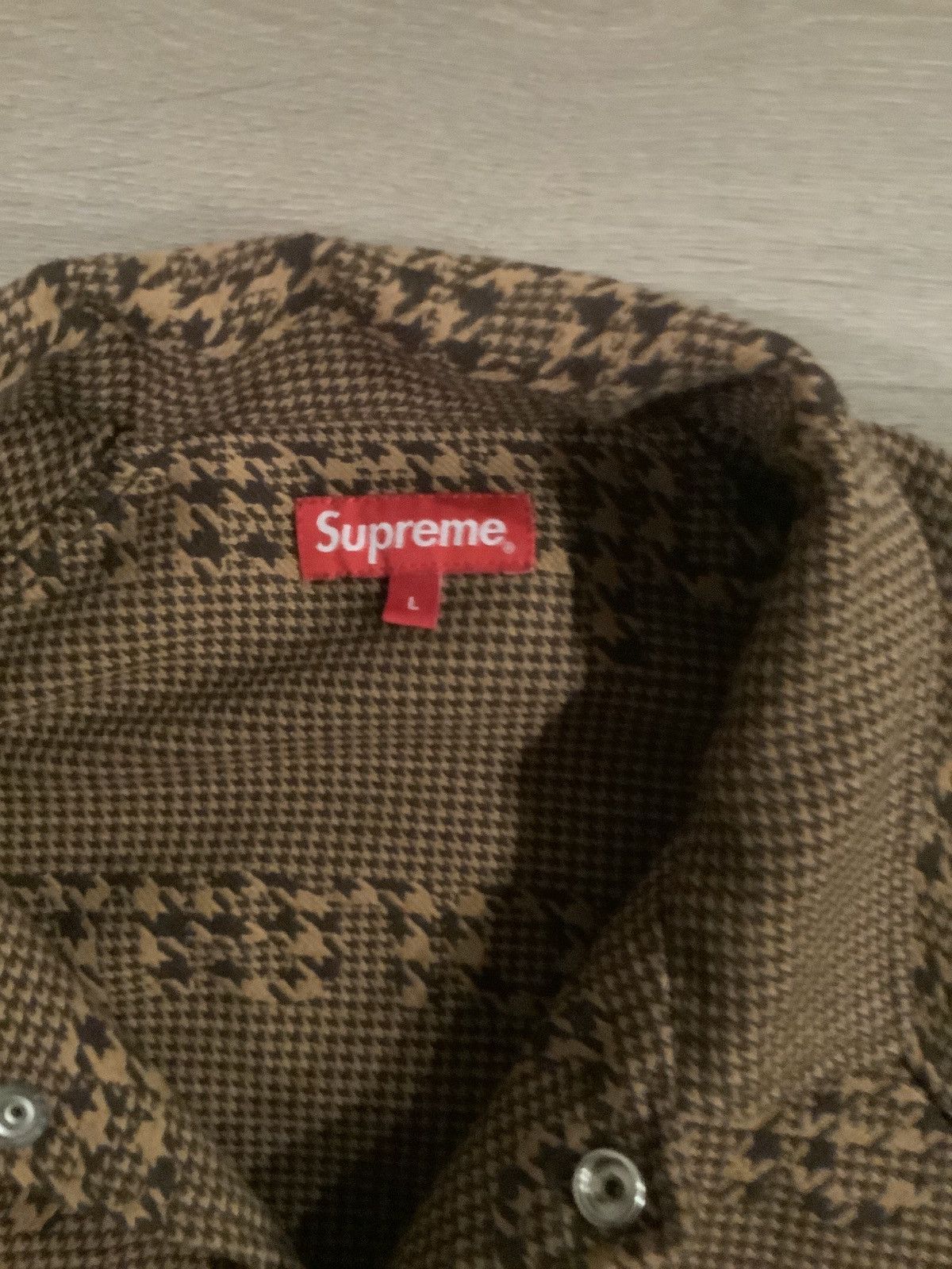 Supreme Men's Supreme Logo Houndstooth Logo Jacket Size L | Grailed