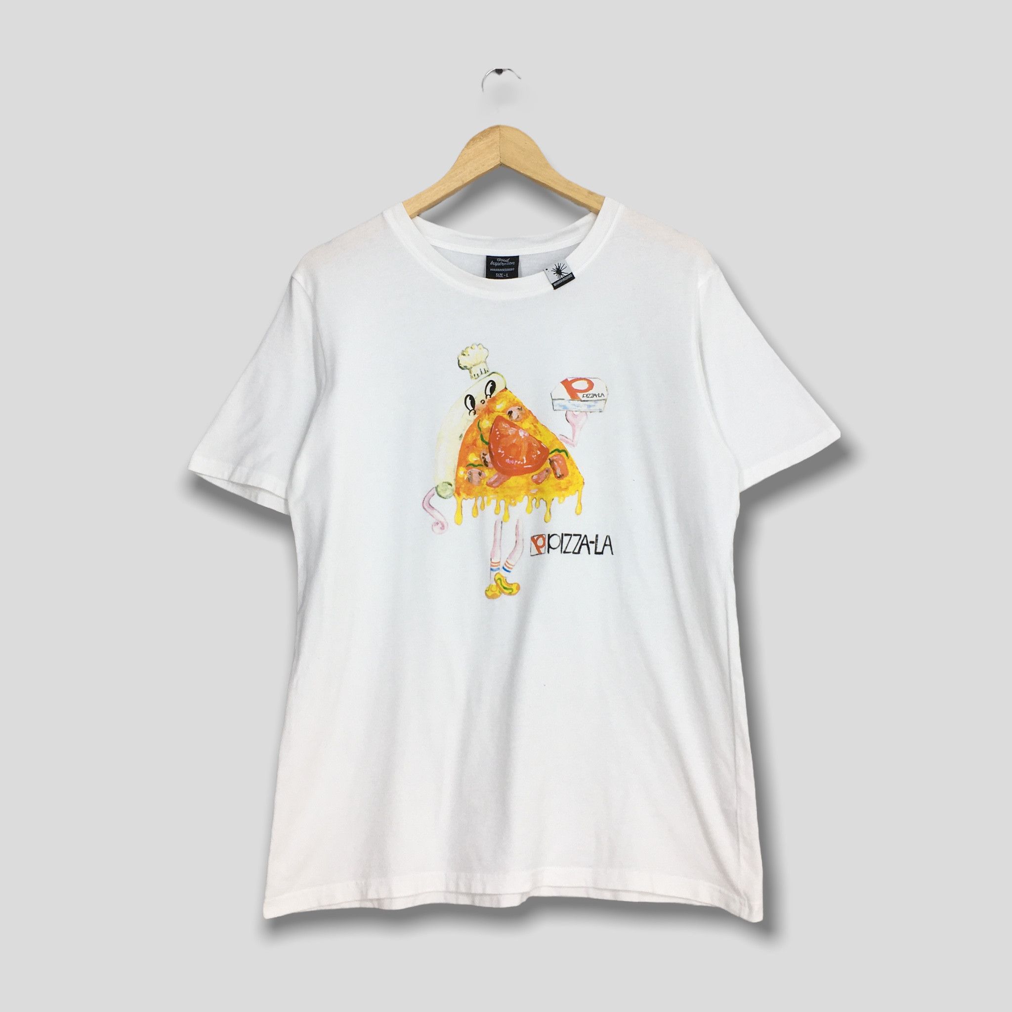 Japanese Brand × Maison MIHARA YASUHIRO × Vintage Mihara Yasuhiro Japanese Stylist Pizza-La Graphic Tshirt Size US L / EU 52-54 / 3 - 1 Thumbnail