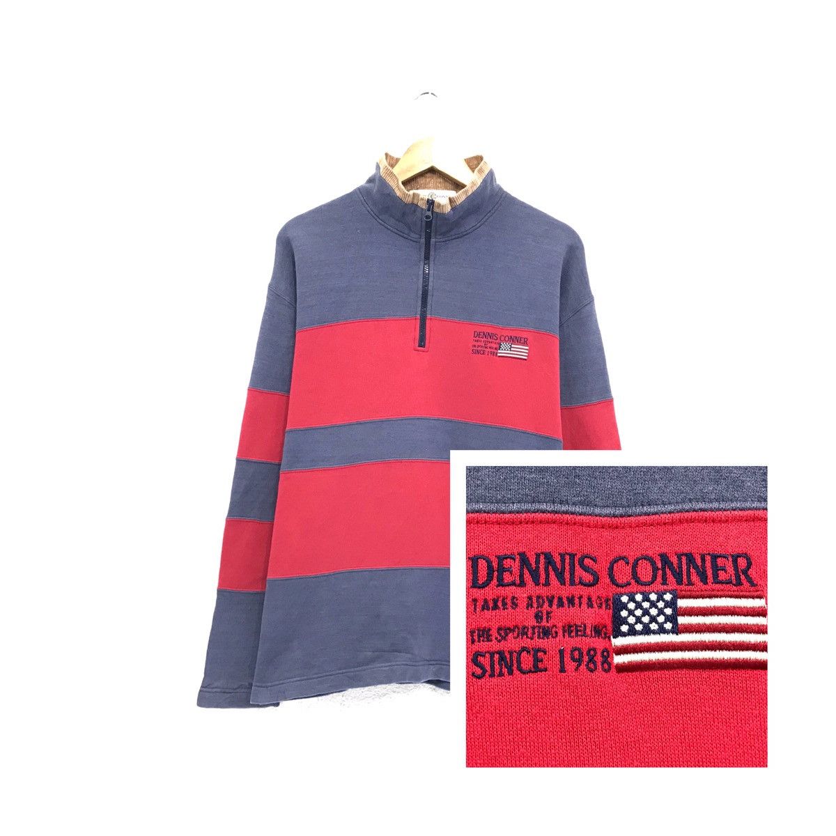 American Apparel × Sports Specialties × Vintage Dennis Conner Sweatshirt Stripes Design American Yachtsman Size US M / EU 48-50 / 2 - 1 Thumbnail