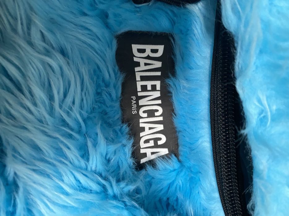 Balenciaga MTO XXL BACKPACK IN BLUE FAUX FUR Grailed