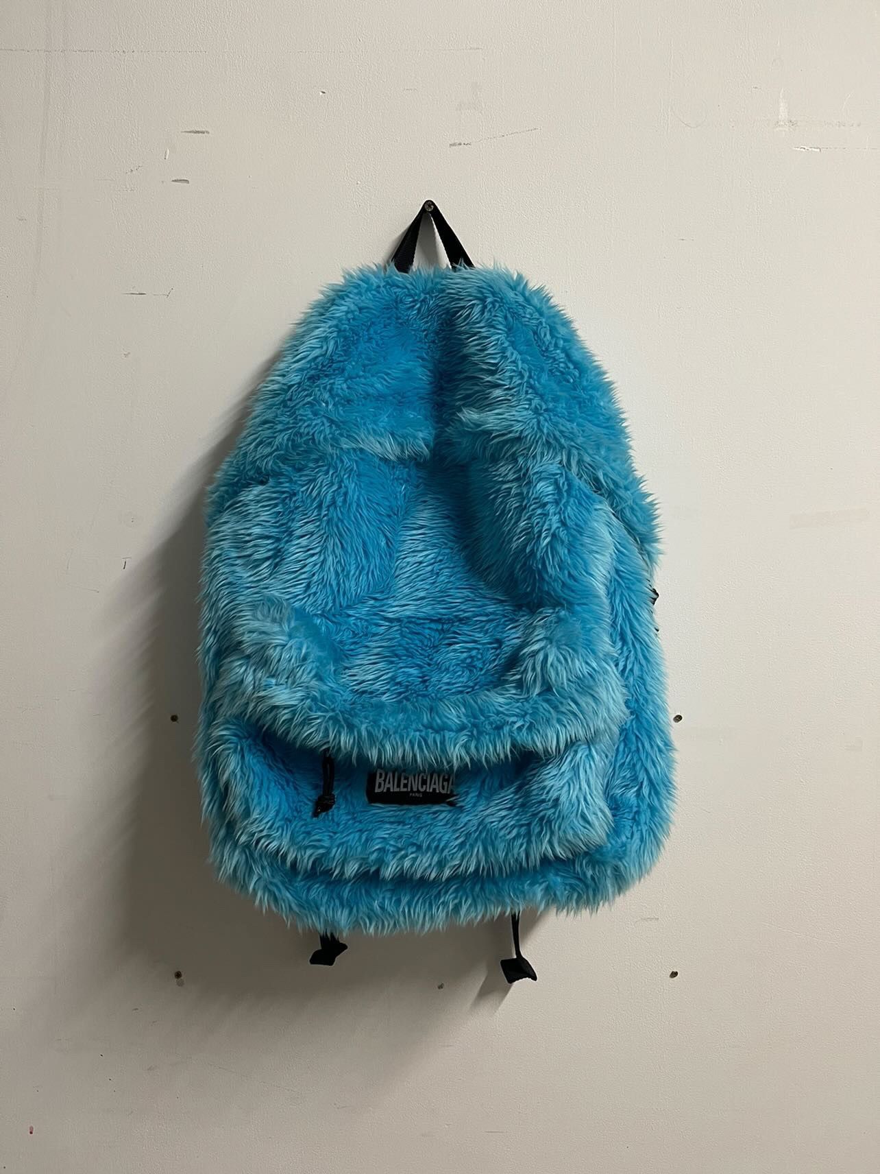Balenciaga MTO XXL BACKPACK IN BLUE FAUX FUR Grailed