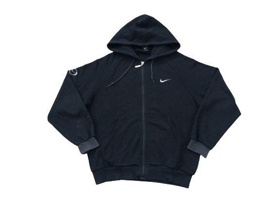 image of Vintage Nike Swoosh Full Zip Hoodie Made In Usa in Black, Men's (Size Medium)