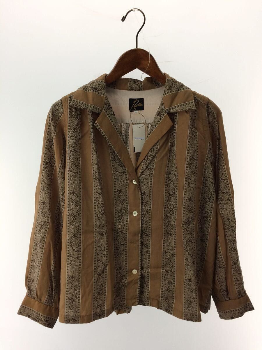 image of Needles Paisley Striped Open Collar Button Shirt in Brown, Men's (Size Small)