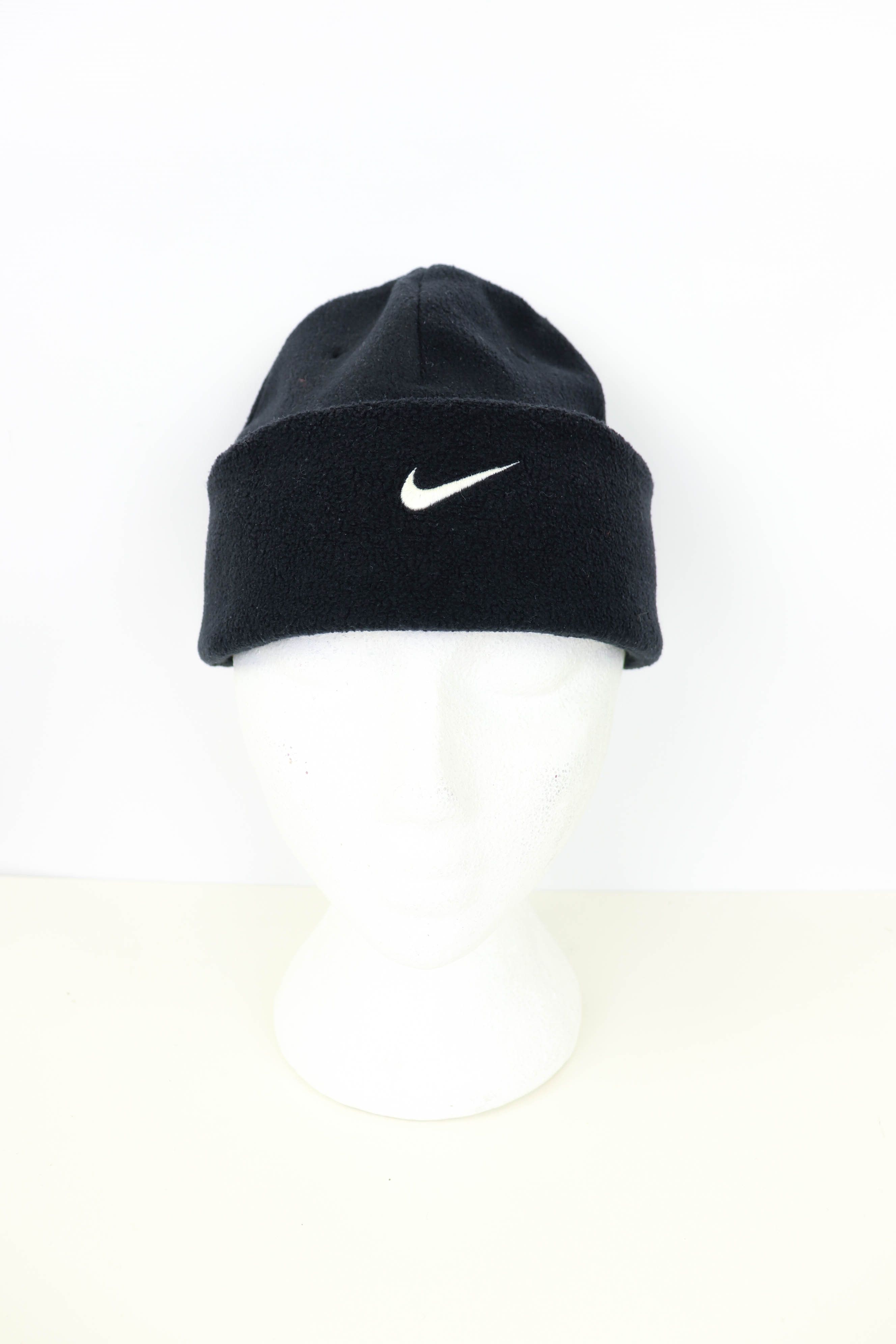 Nike Nike Vintage 90s Small Swoosh Sailor Style Black Fleece Hat Size ONE SIZE - 1 Thumbnail
