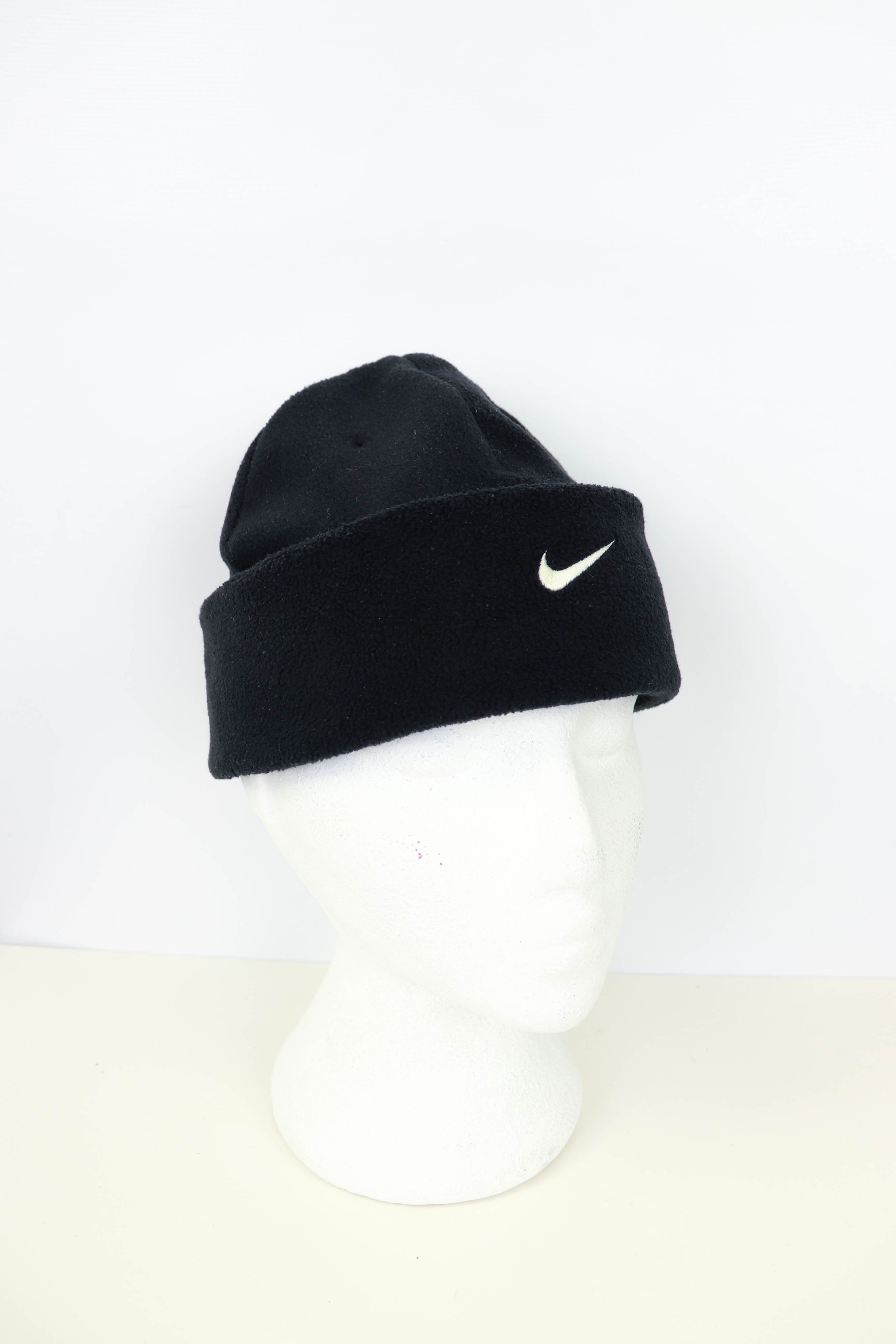 Nike Nike Vintage 90s Small Swoosh Sailor Style Black Fleece Hat Size ONE SIZE - 3 Thumbnail