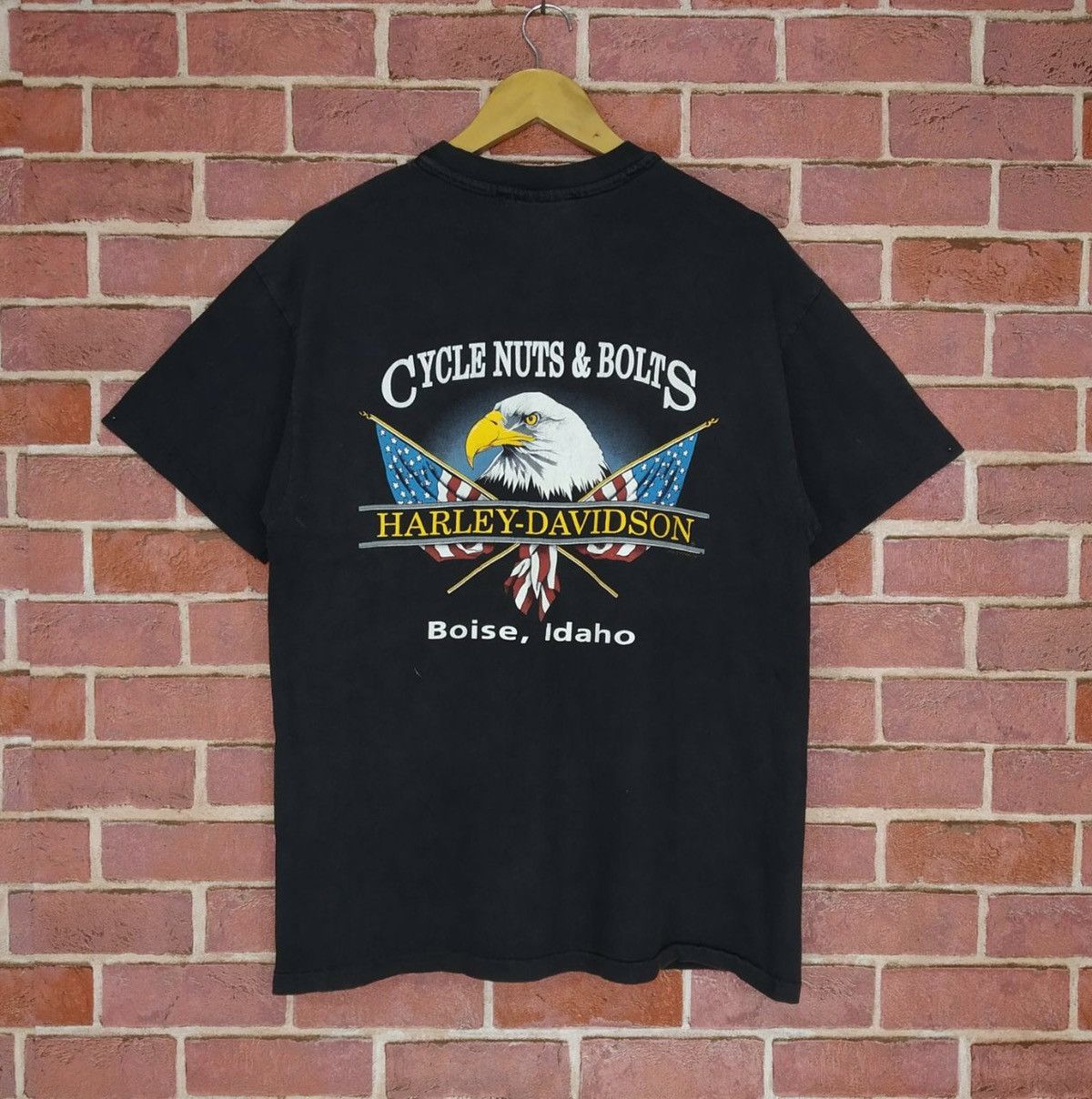 Harley Davidson × Vintage Vintage Harley Davidson Motorcycle Backprint Eagles Shirt Size US M / EU 48-50 / 2 - 1 Thumbnail