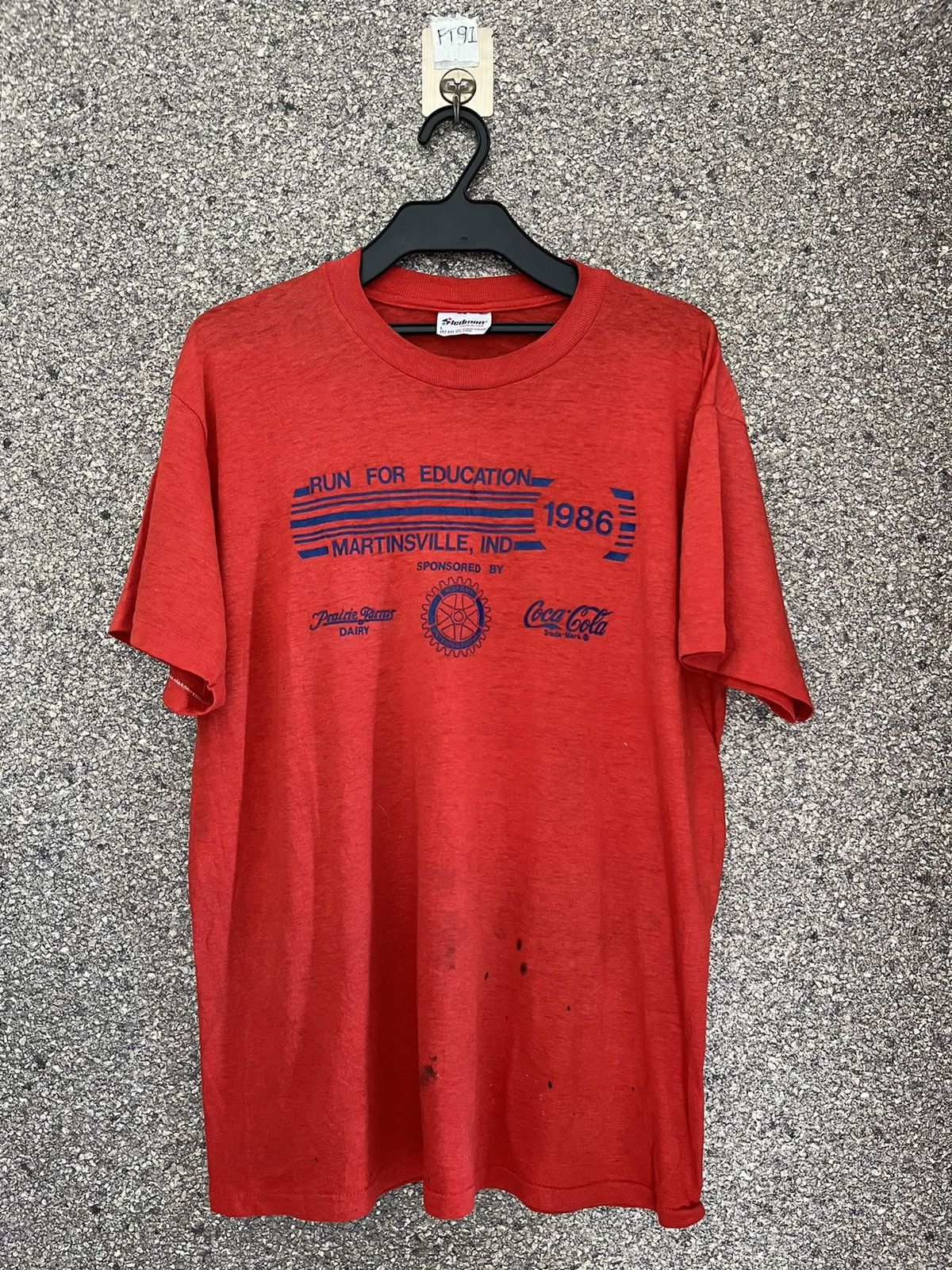 image of Vintage 80's Running Tee Ft91 in Red, Men's (Size Large)