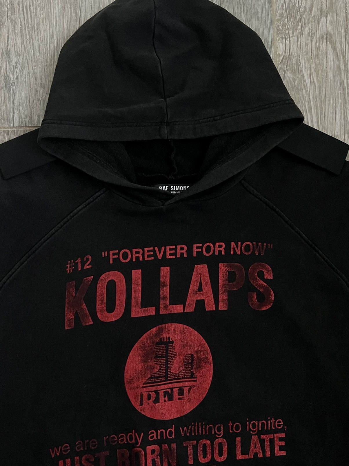 SS2002 Raf Simons Terror Kollaps Black Sleeveless OS Hoodie