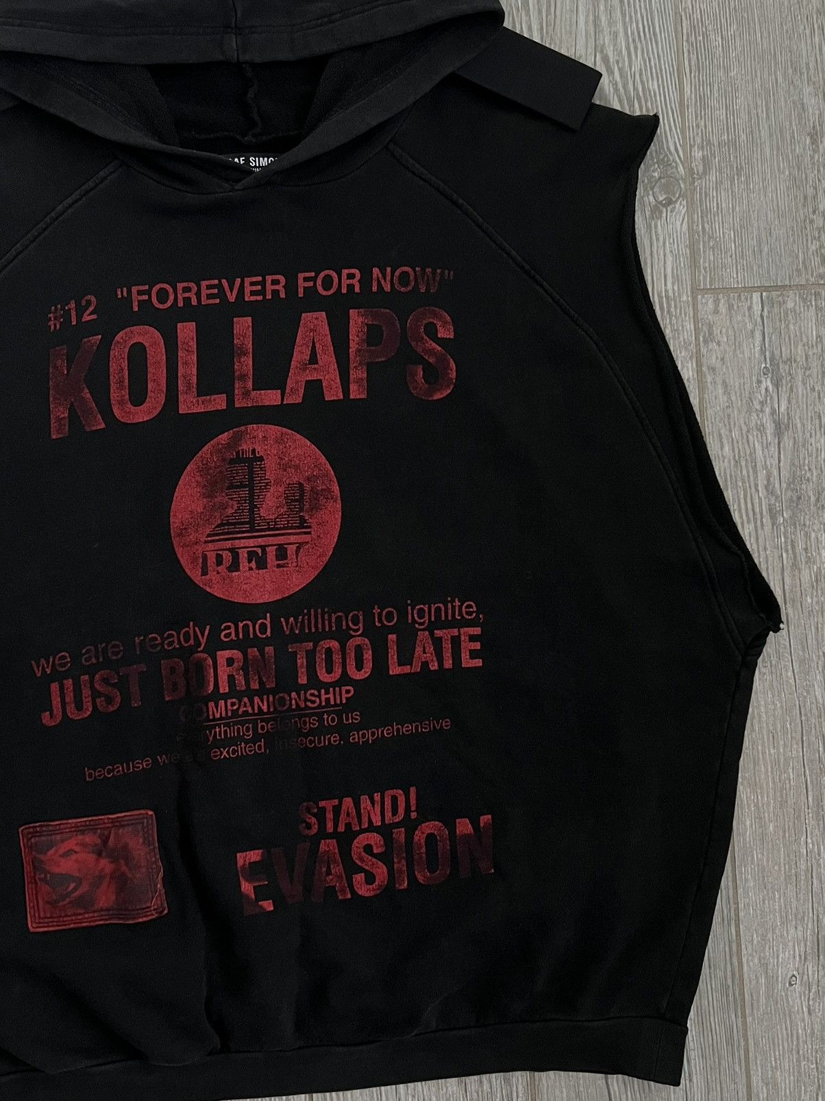 Raf Simons SS2002 Raf Simons Terror Kollaps Black Sleeveless OS Hoodie Size US XL / EU 56 / 4 - 3 Thumbnail