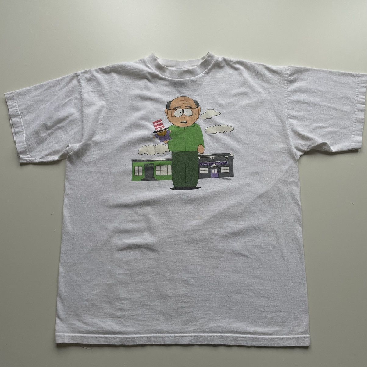 Image of Vintage South Park Mr. Garrison Tv Cartoon Graphic T Shirt in White, Men's (Size XL)