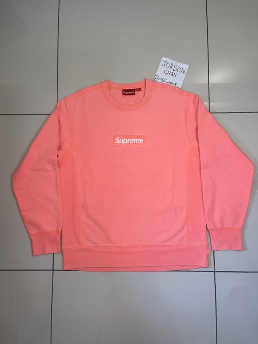 Supreme box logo crewneck fluorescent sale pink