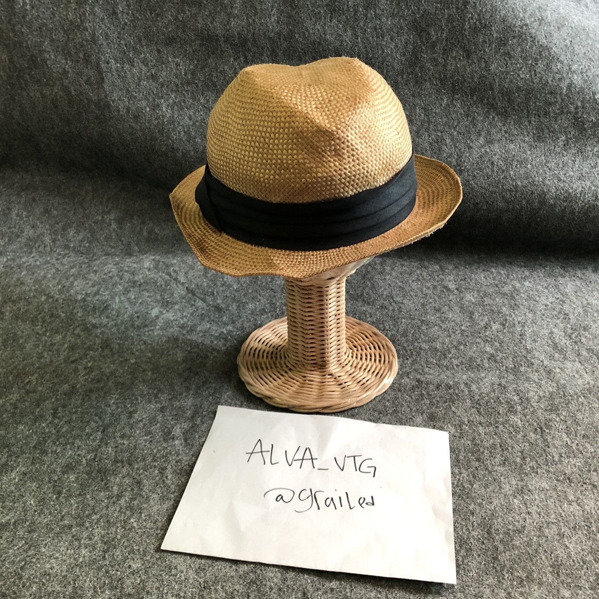 Balenciaga × Vintage 🔥Rare Colector Item🔥Balenciaga Fedora Hat Straw Hat Size ONE SIZE - 3 Thumbnail