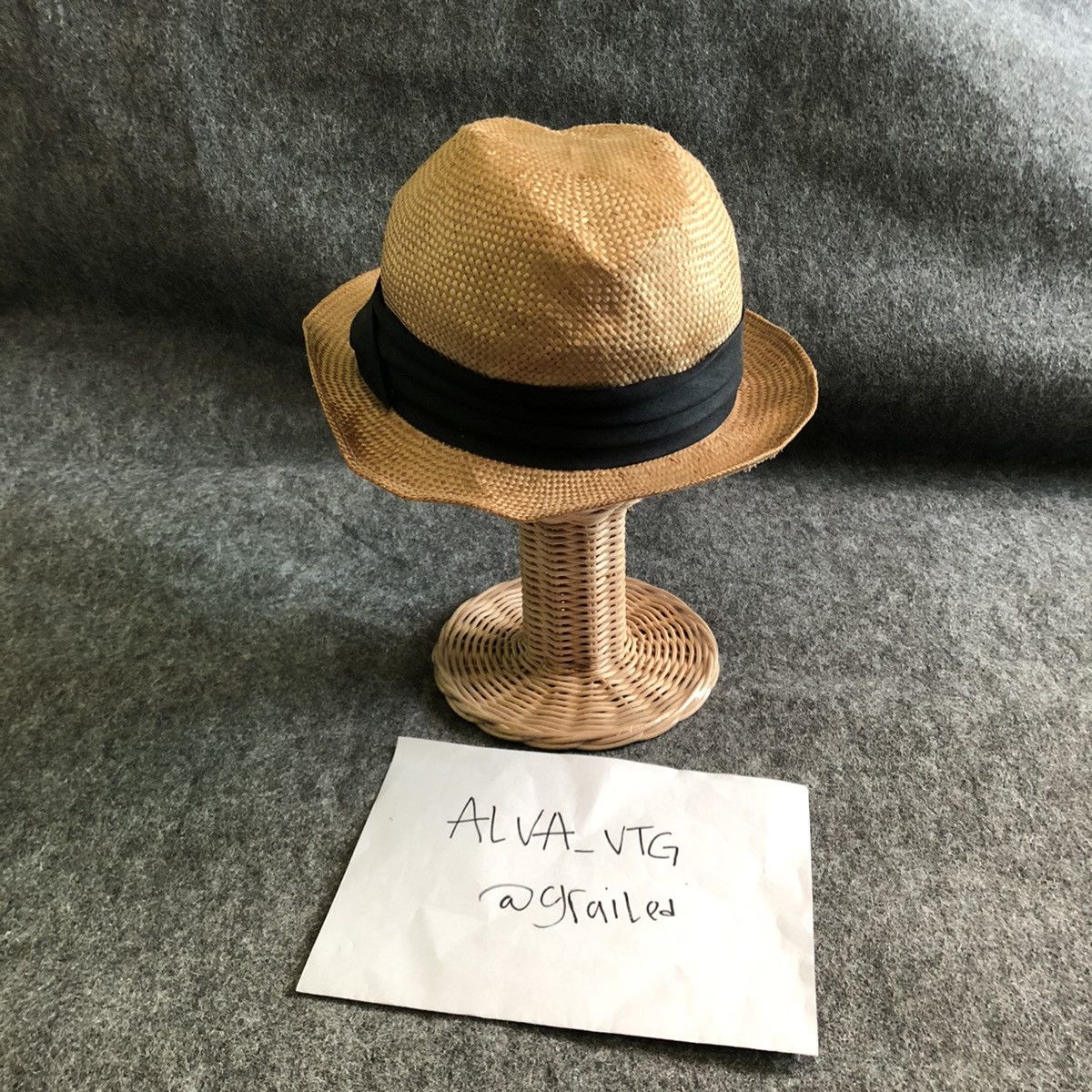 Balenciaga × Vintage 🔥Rare Colector Item🔥Balenciaga Fedora Hat Straw Hat Size ONE SIZE - 4 Thumbnail