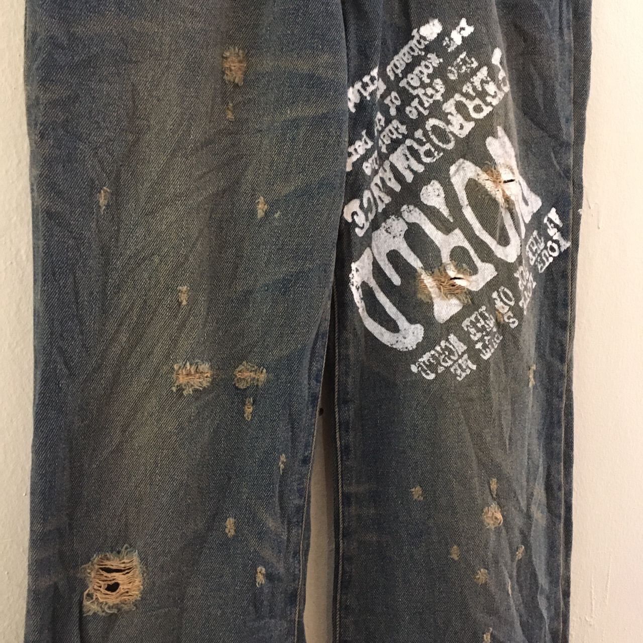 Japanese Brand Vintage Sky Bomber distressed denim jeans Size US 33 - 5 Thumbnail
