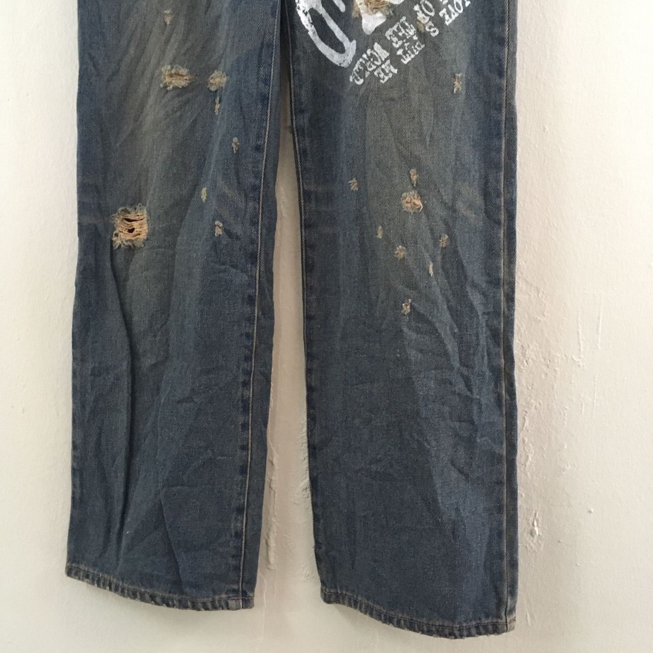 Japanese Brand Vintage Sky Bomber distressed denim jeans Size US 33 - 4 Thumbnail