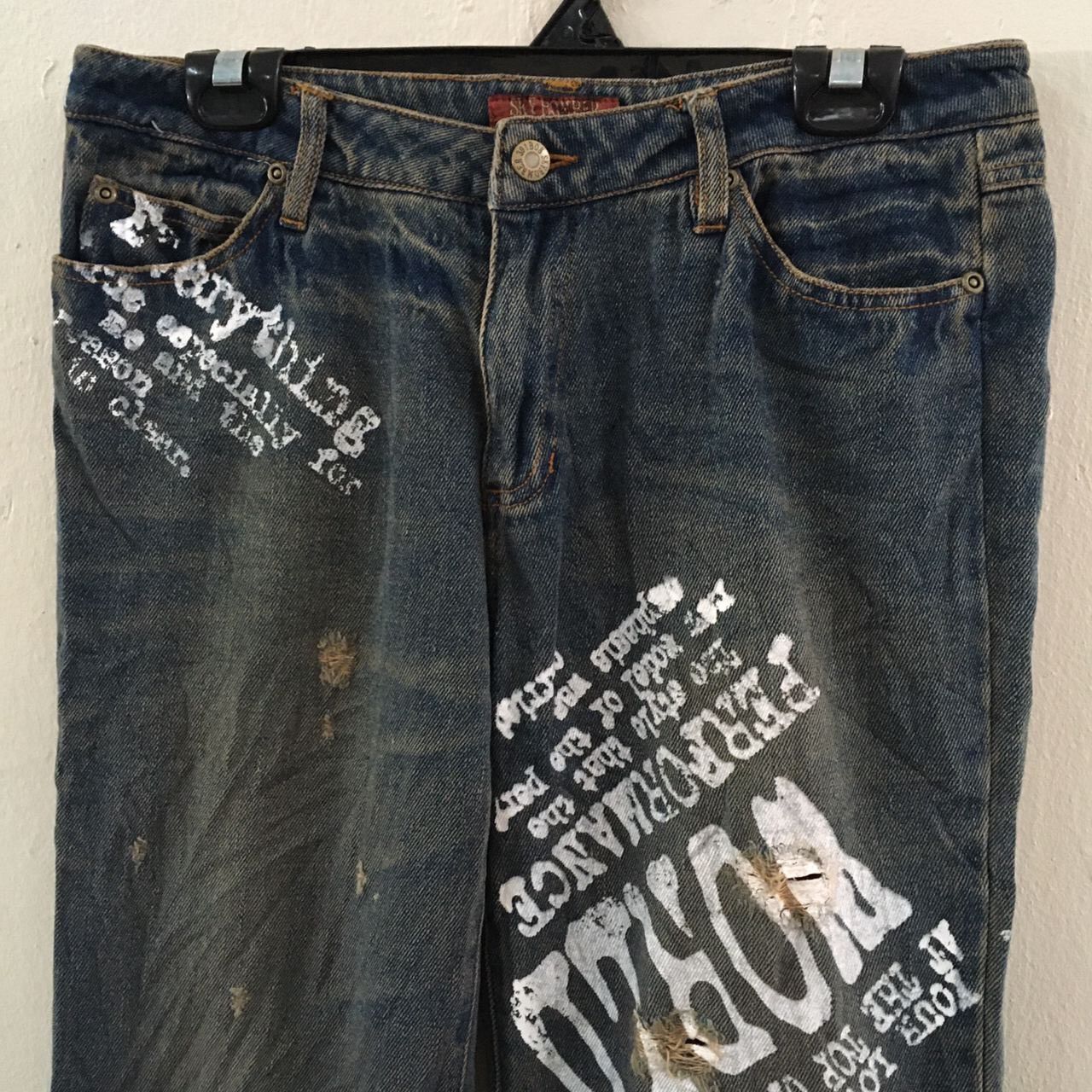 Japanese Brand Vintage Sky Bomber distressed denim jeans Size US 33 - 3 Thumbnail