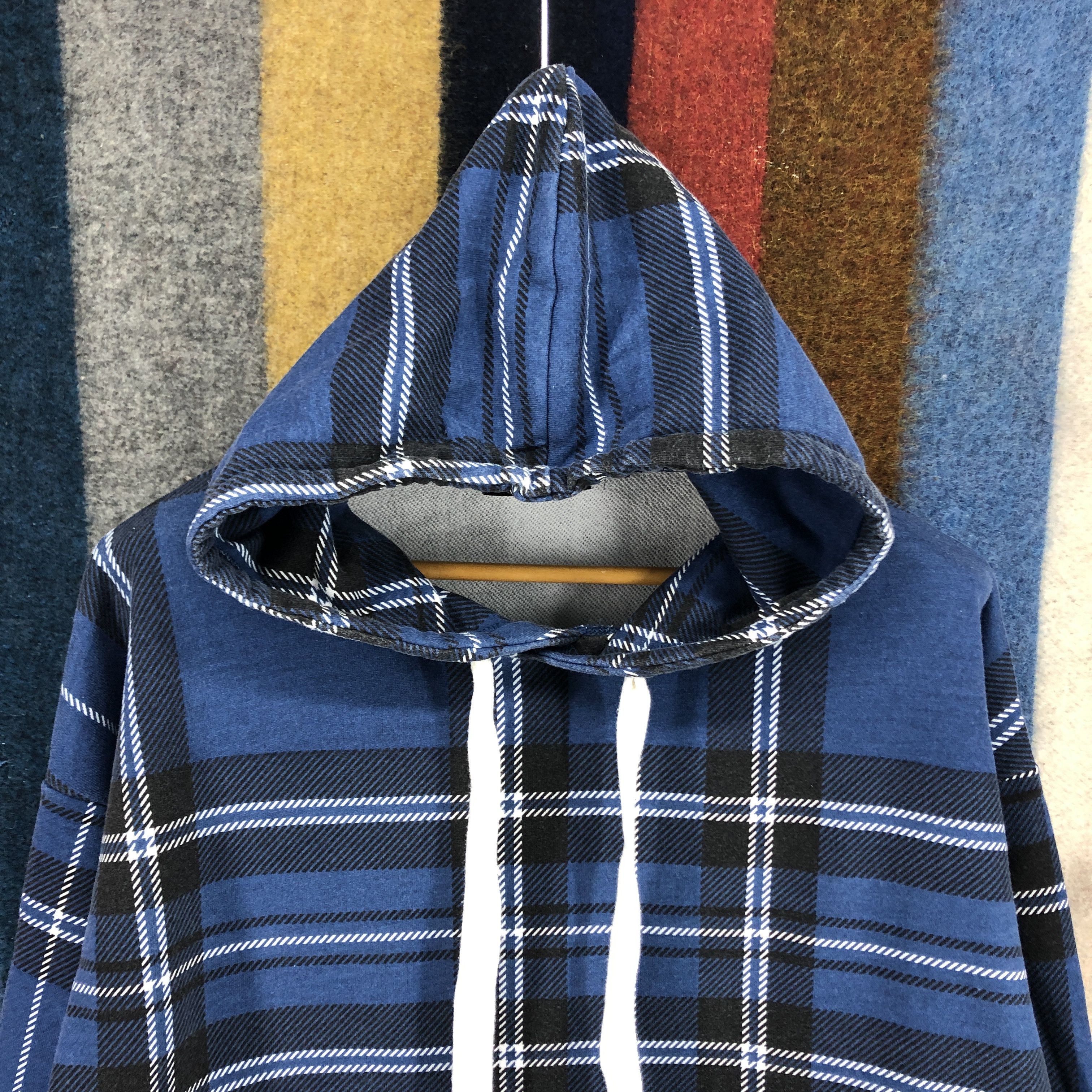 Japanese Brand H REM MUSEUM Checked Hoodie Pullover #2679-76 Size US XL / EU 56 / 4 - 2 Thumbnail
